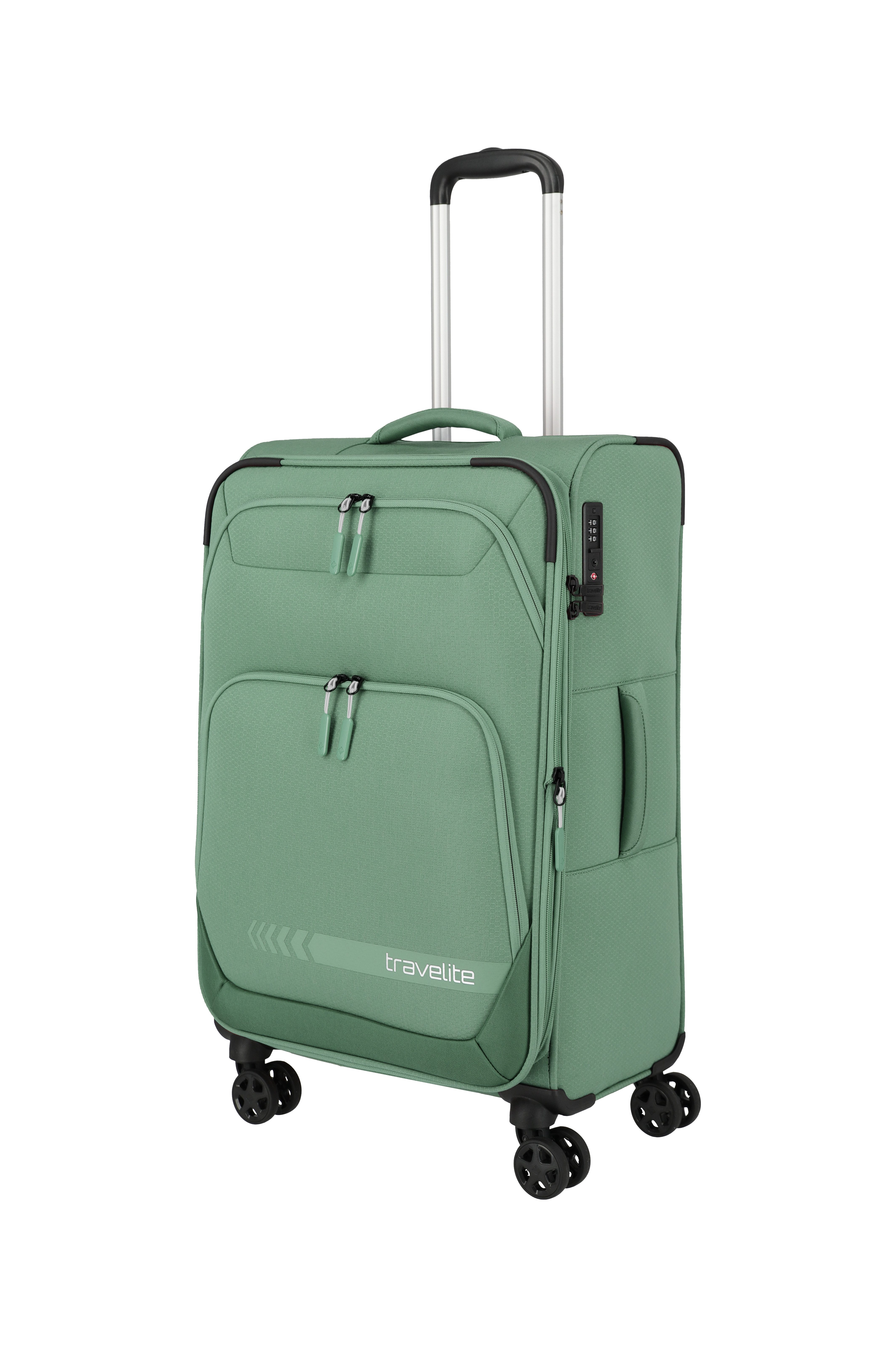 travelite Trolley KICK OFF Reisekoffer, 4 Rollen, 4 Doppelrollen, Außentaschen und Packgurte – leicht und robust – Bild 2 von 5