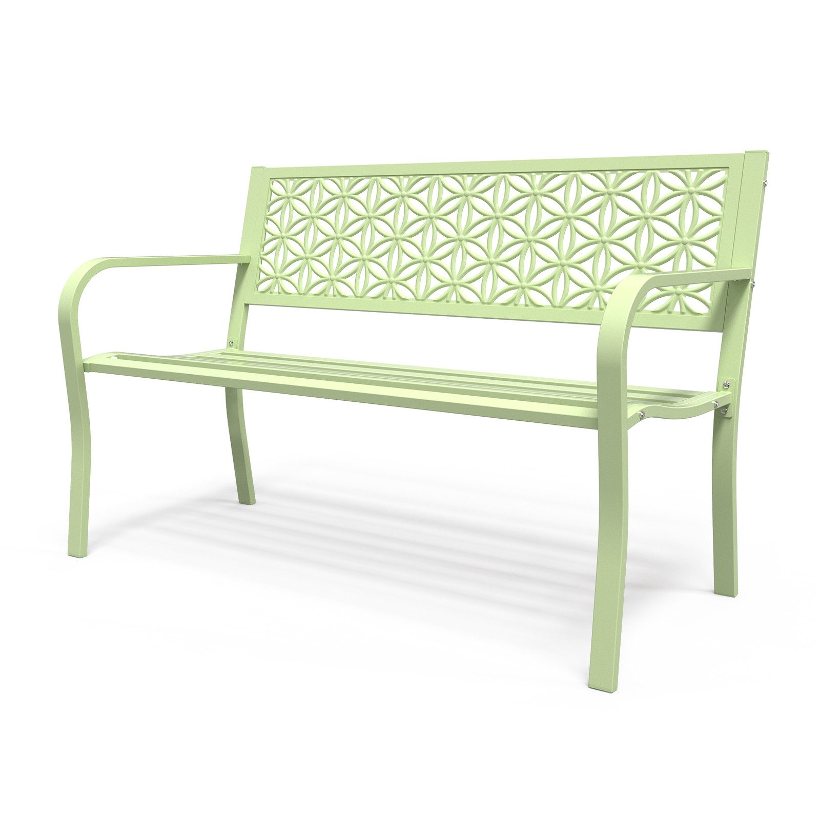 VINGLI Bank Gartenbank Metall, 2-Sitzer, bis 250 KG belastbar (inkl. Anleitung), 2er Bank, Wetterfest, 127 x 61 x 84cm, Grün