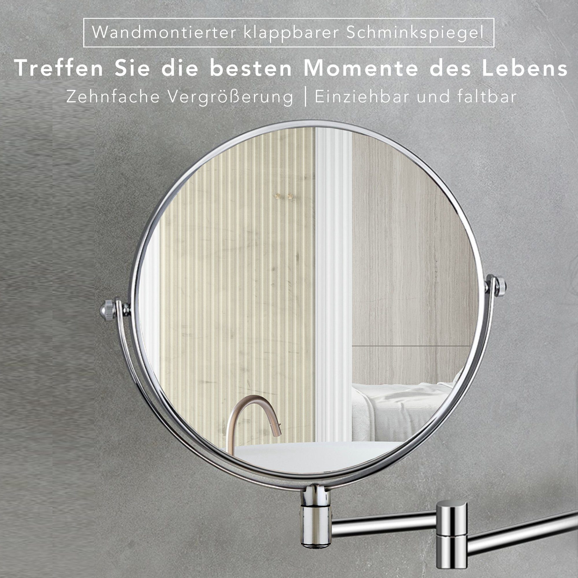 Mucola Kosmetikspiegel Makeup Spiegel Badspiegel Rasierspiegel Schminkspiegel (Stück, 1-St., Badspiegel), 10-facher Vergrößerung