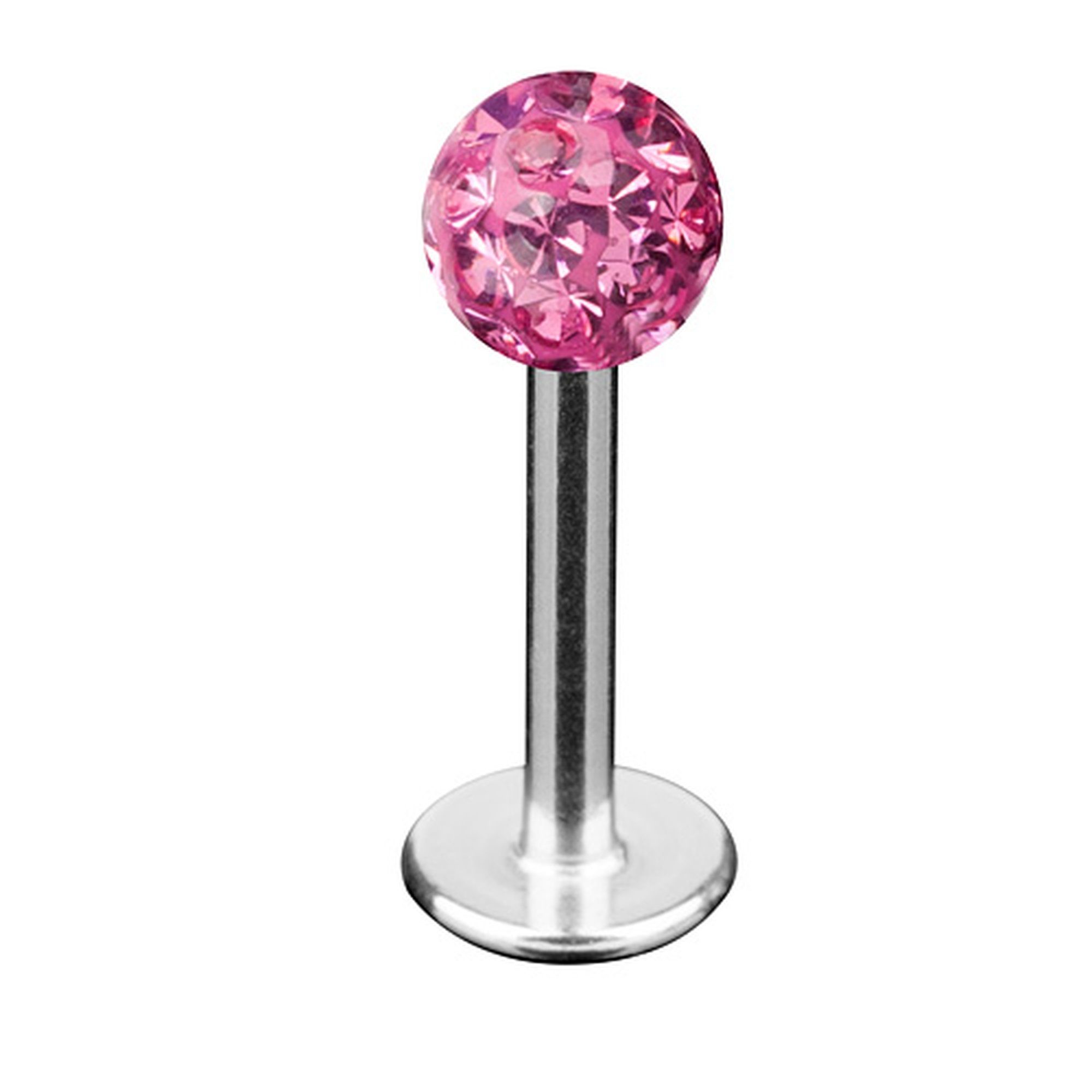 Schmuck Kugel, Ferido Labret Piercing-Set Stecker Lippenstecker Multi Labret Pink Kristall Kristall Lippenpiercing Piercing Taffstyle Ferido