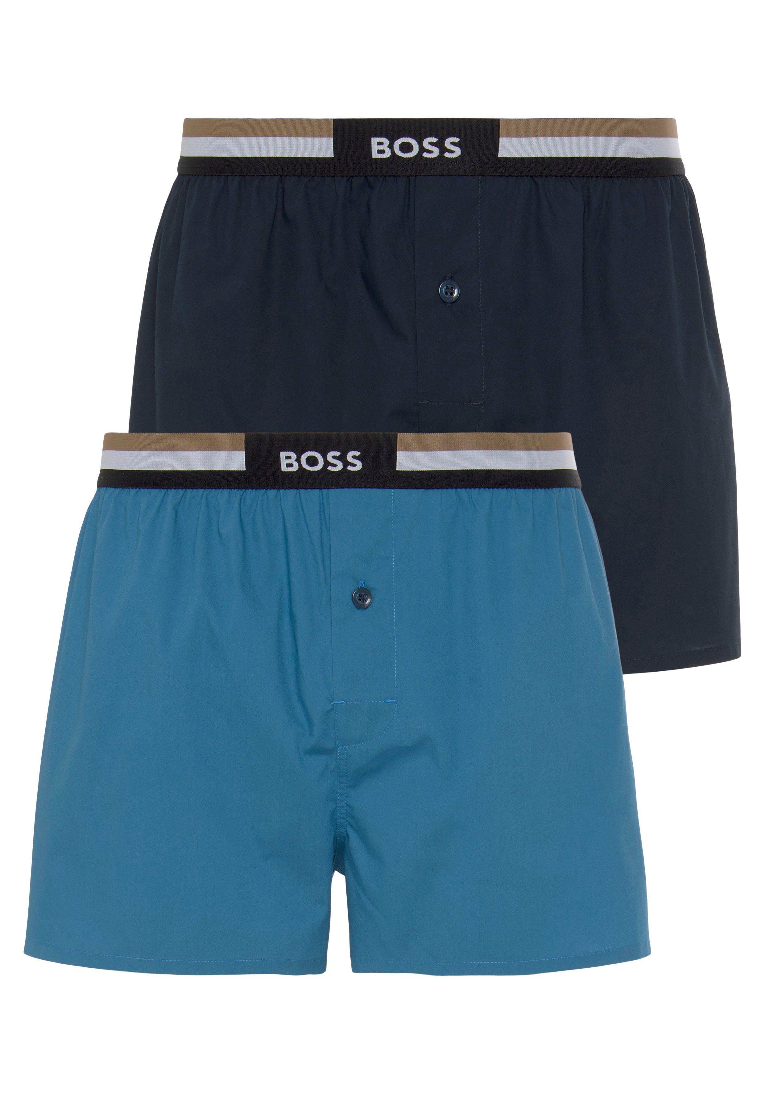 BOSS Boxershorts mit gestreiftem Bund Medium Blue