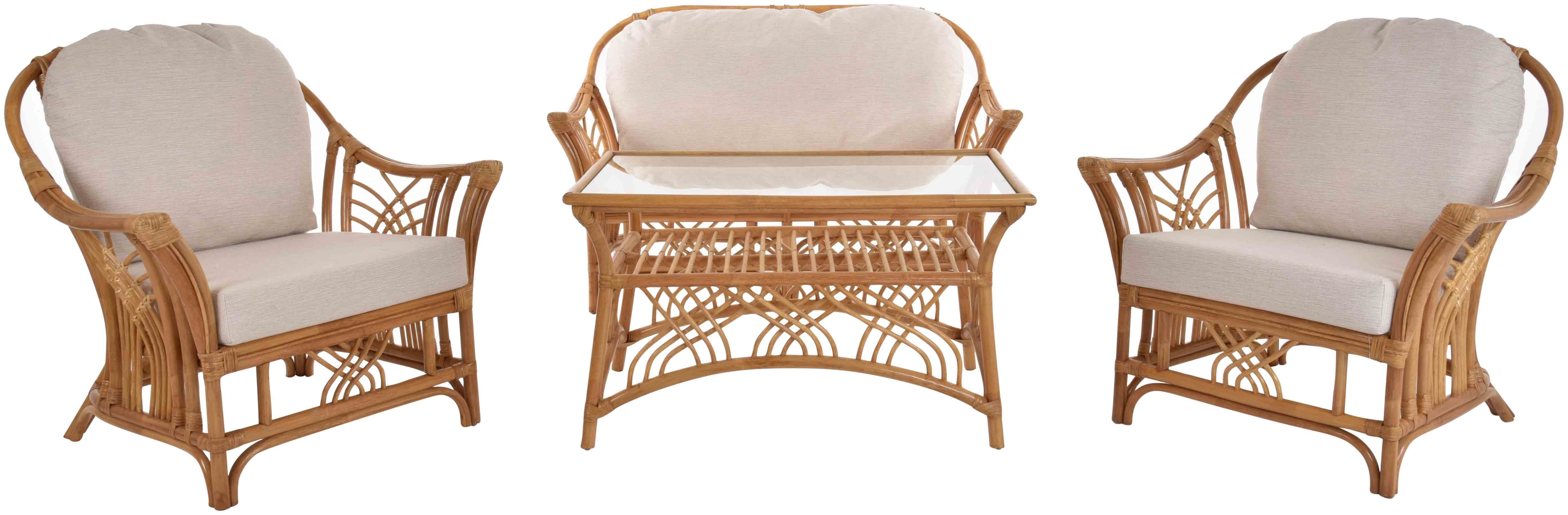 Krines Home Sitzgruppe Rattan Gruppe SINA Wintergarten Wohnzimmer
