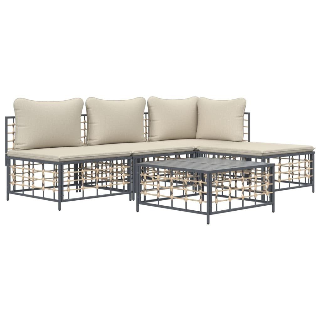 Vidaxl 5-tlg. Garten-lounge-set Mit Kissen Anthrazit Poly Rattan günstig online kaufen