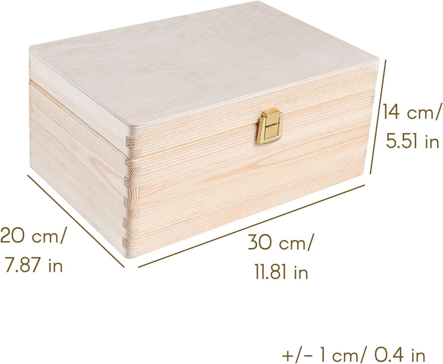 Creative Deco Holzkiste Natur mit Deckel und Schloss, Erinnerungsbox Baby Groß Holzbox mit Deckel Unlackiert Kasten