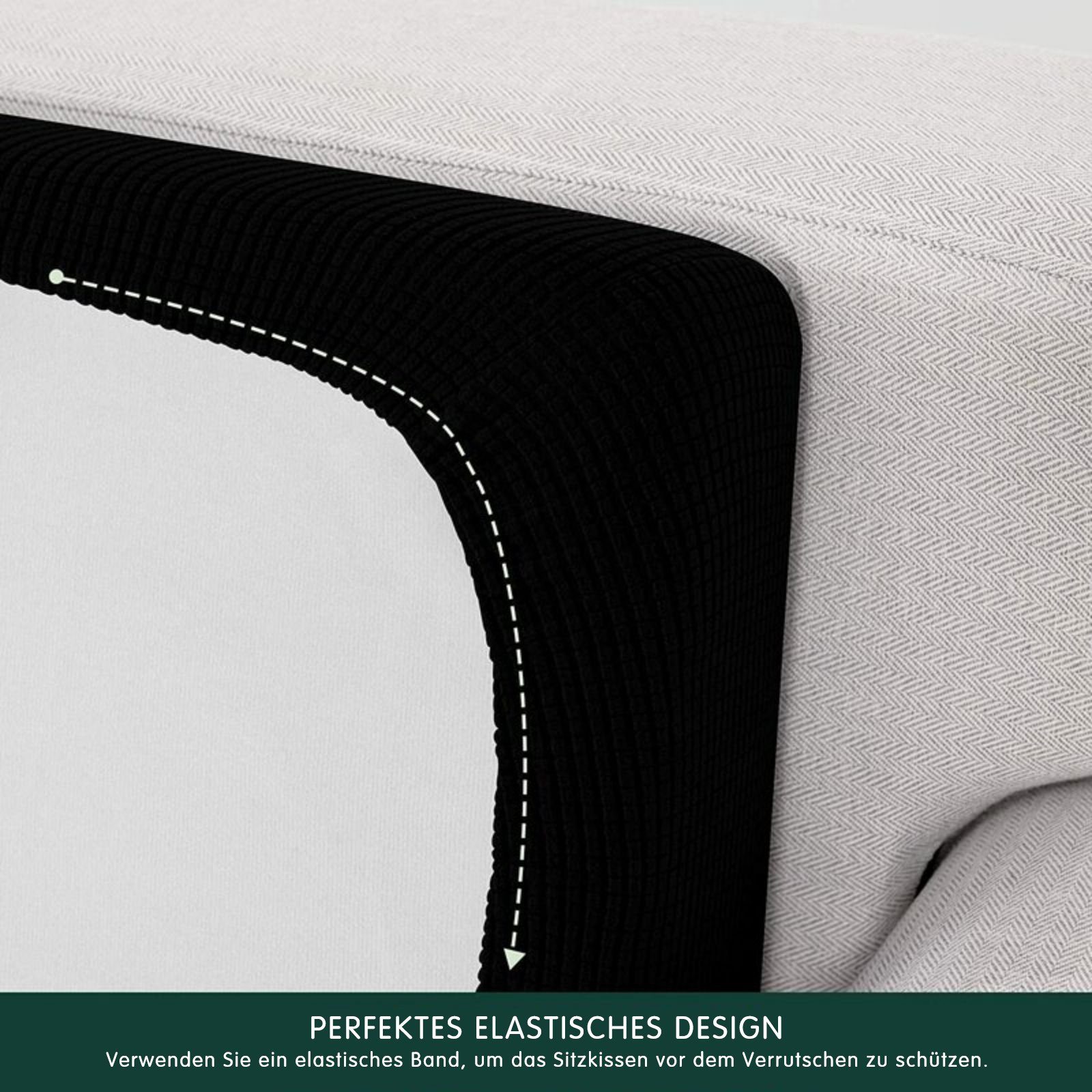 Sofahusse CHUN Design, YI kariertem Sofa schwarz mit 1 CHUNYI, Stretch Stück haustierfreundlich Sitzkissenbezug