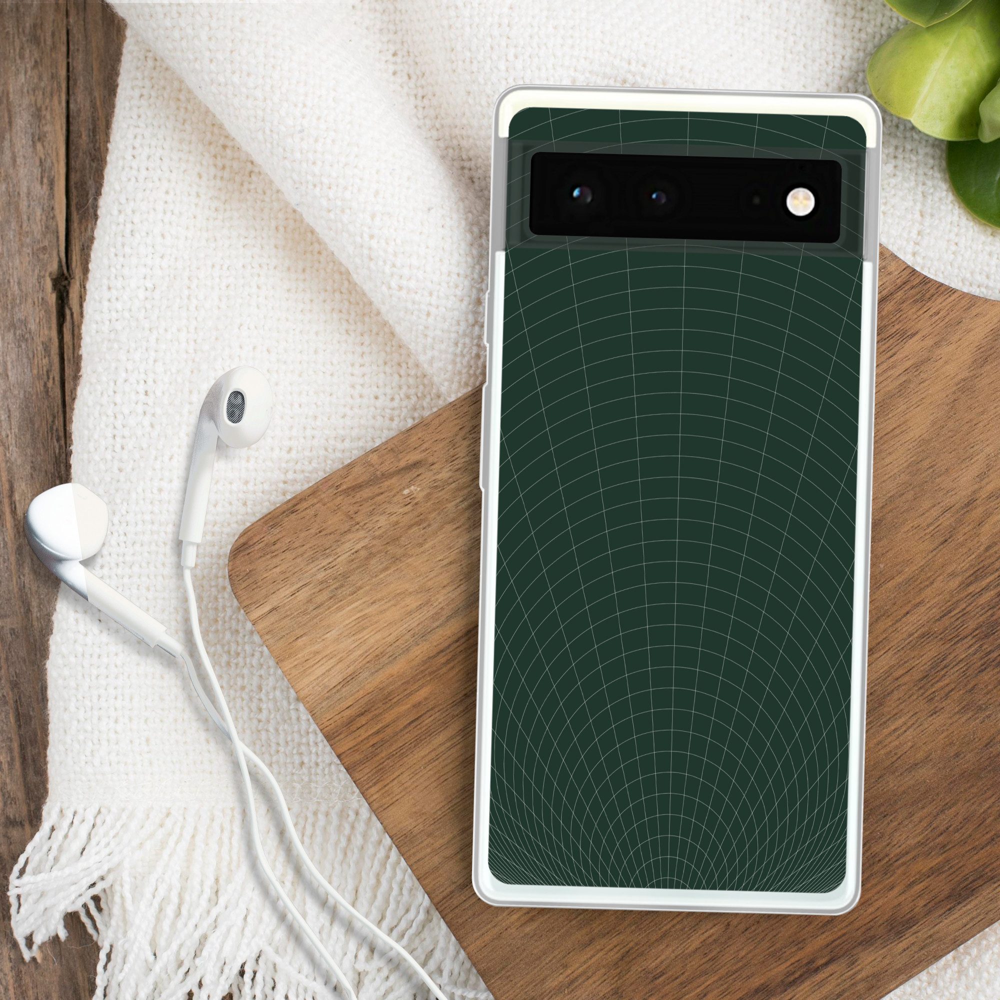MuchoWow Handyhülle für Google Pixel 6 Tunnellinien - Grün - Abstrakt, Handy Case, Silikon, Bumper Case Dünn