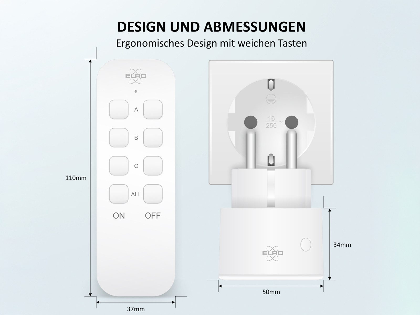 Elro Funksteckdose, 3er Set schaltbare Steckdose mit Fernbedienung, Zwischenstecker Ø 5cm