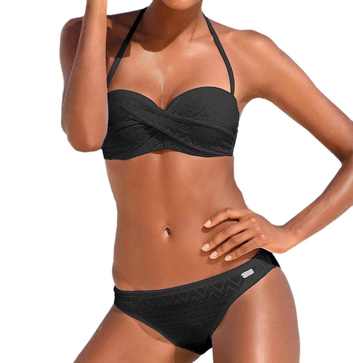 Buffalo Push-Up-Bikini »Buffalo Damen Marken-Push-up-Bandeau-Bikini,  schwarz, C-Cup« online kaufen | OTTO