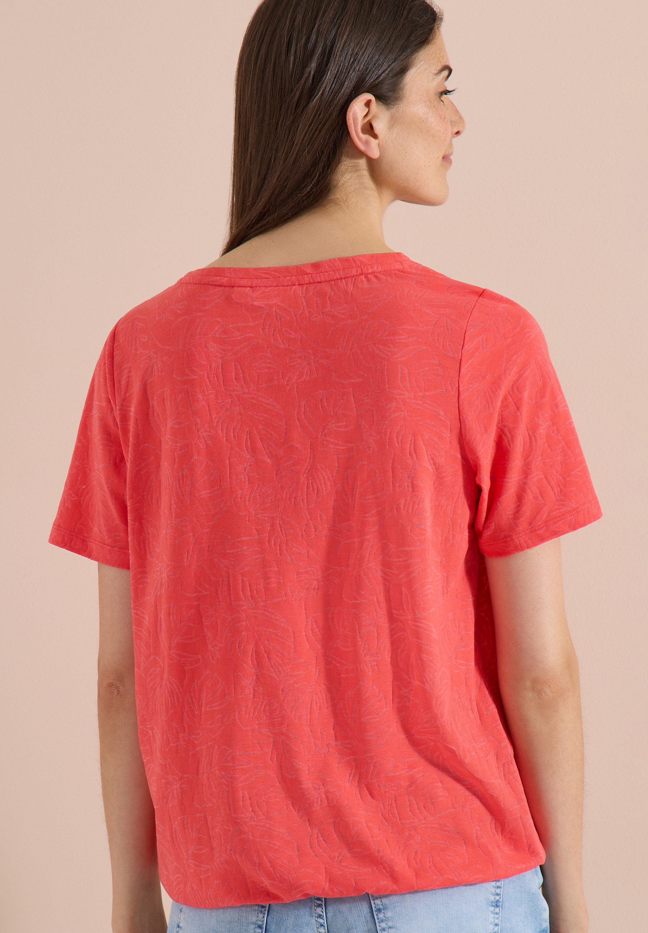 CECIL Print-Shirt Sommershirt, Elastikbund, Ausbrenner-Optik