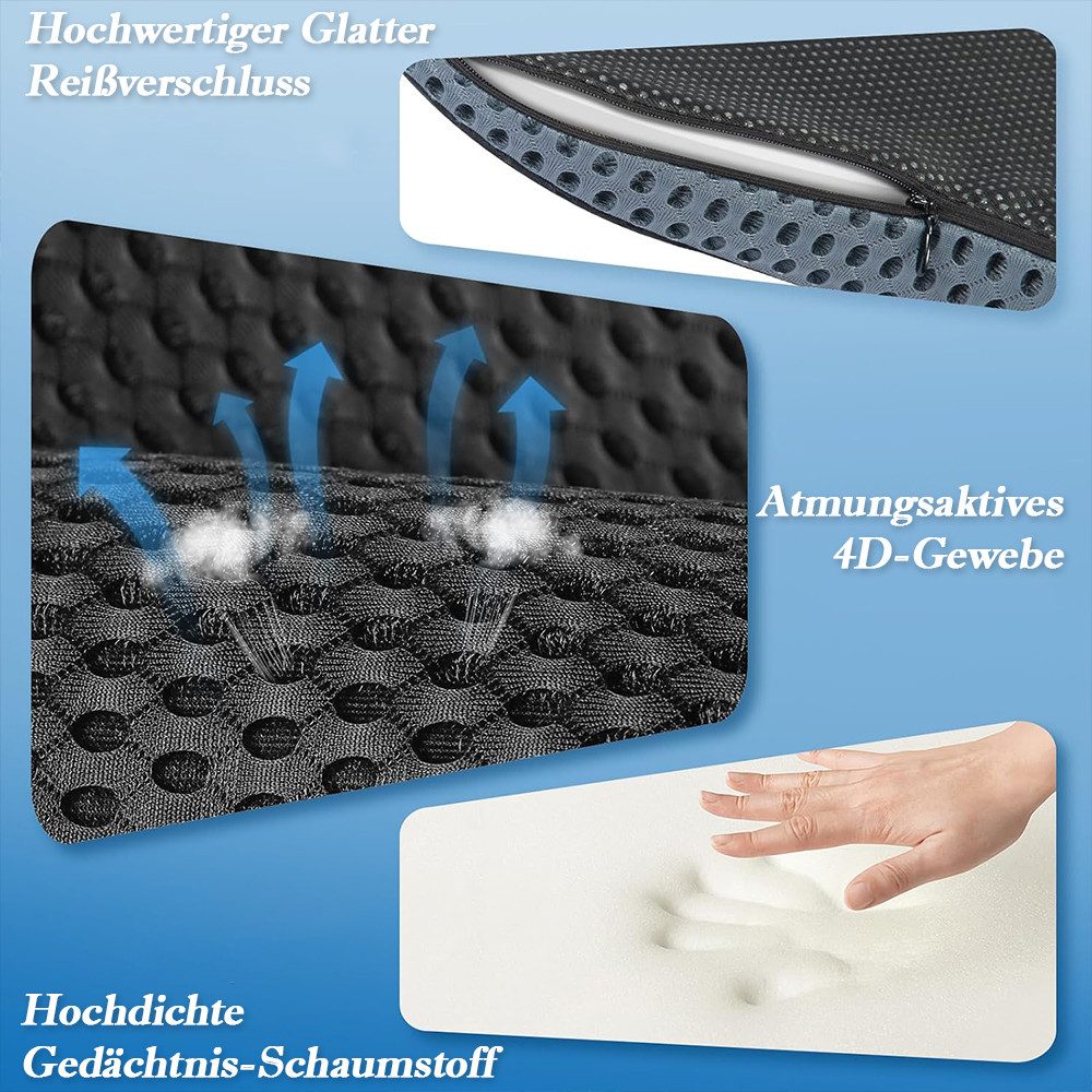 TUWENA Sitzkissen Rutschfestes Autositzkissen,Memory Foam Sitzkeilkissen,Keilkissen Auto, zur Sitzerhöhung & Haltungssupport,Rücken- und Ischiasschmerzen