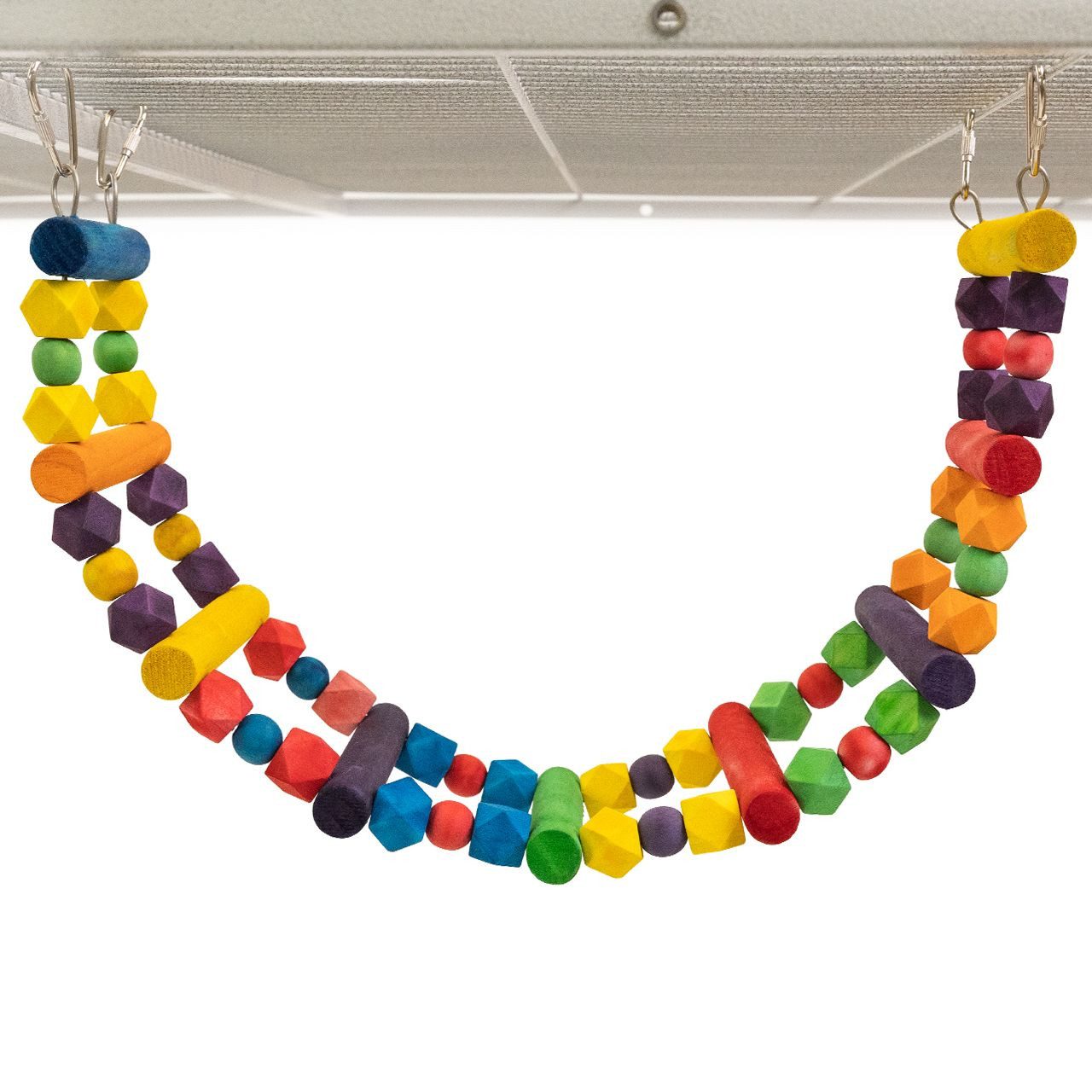Happy Bird Vogelspielplatz Vogelspielzeug Color Climb, Vogelbrücke mit Perlen & Holz, 60 x 11 x 4 cm