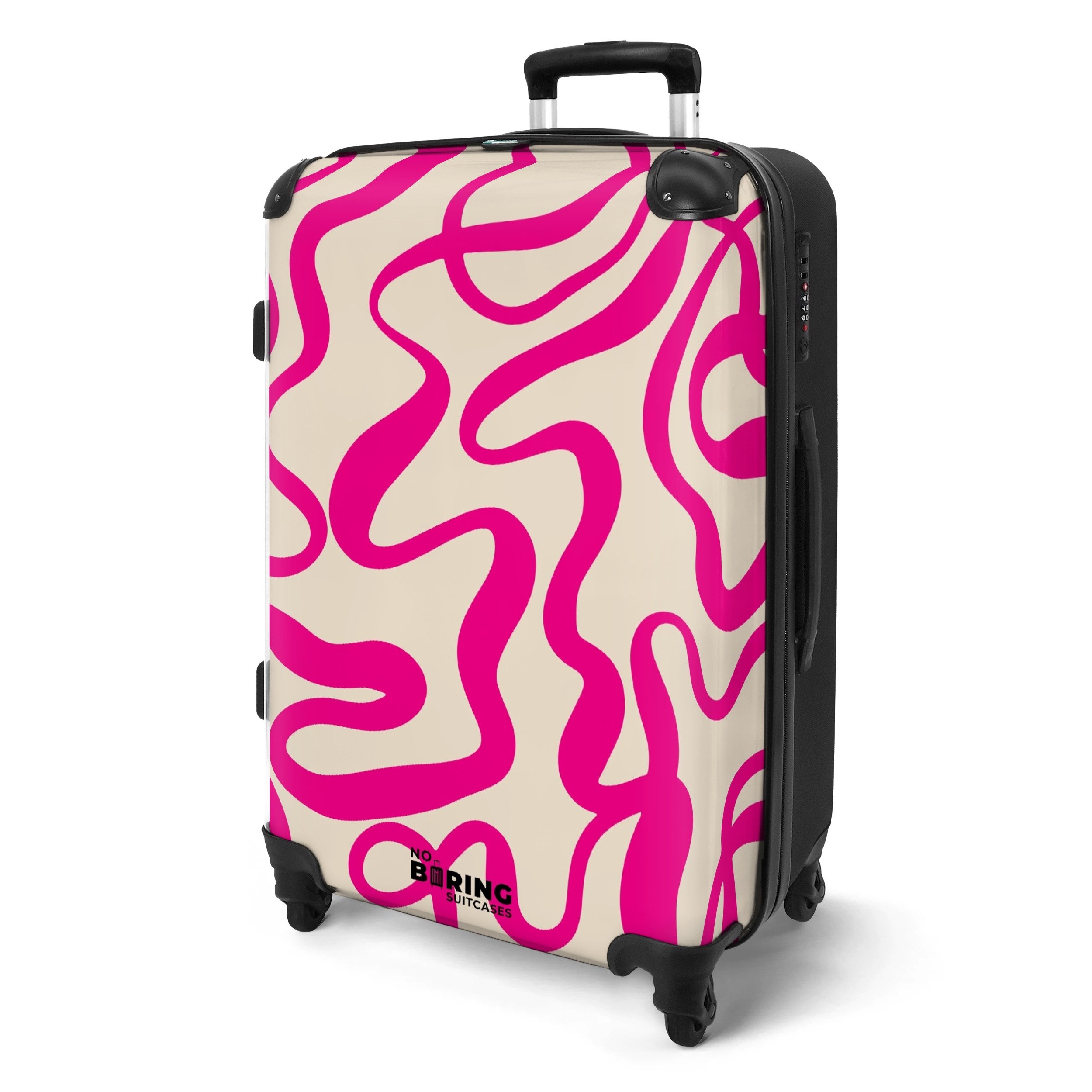 NoBoringSuitcases.com© Hartschalen-Trolley Beige mit rosa abstrakten günstig online kaufen
