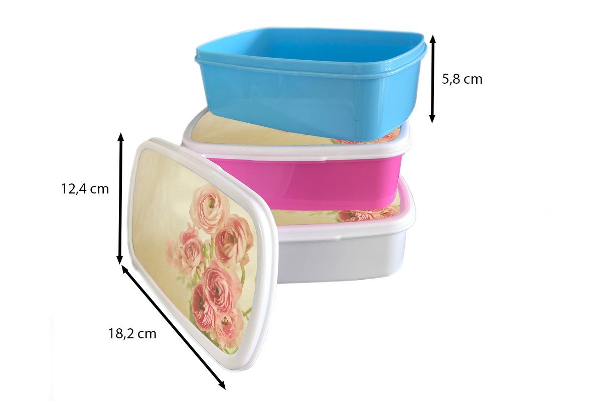 Erwachsene, Kunststoff, von (2-tlg), Kunststoff Bild Snackbox, Kinder, Brotdose für MuchoWow Mädchen, Butterblumen, Unscharfes rosa Lunchbox Brotbox