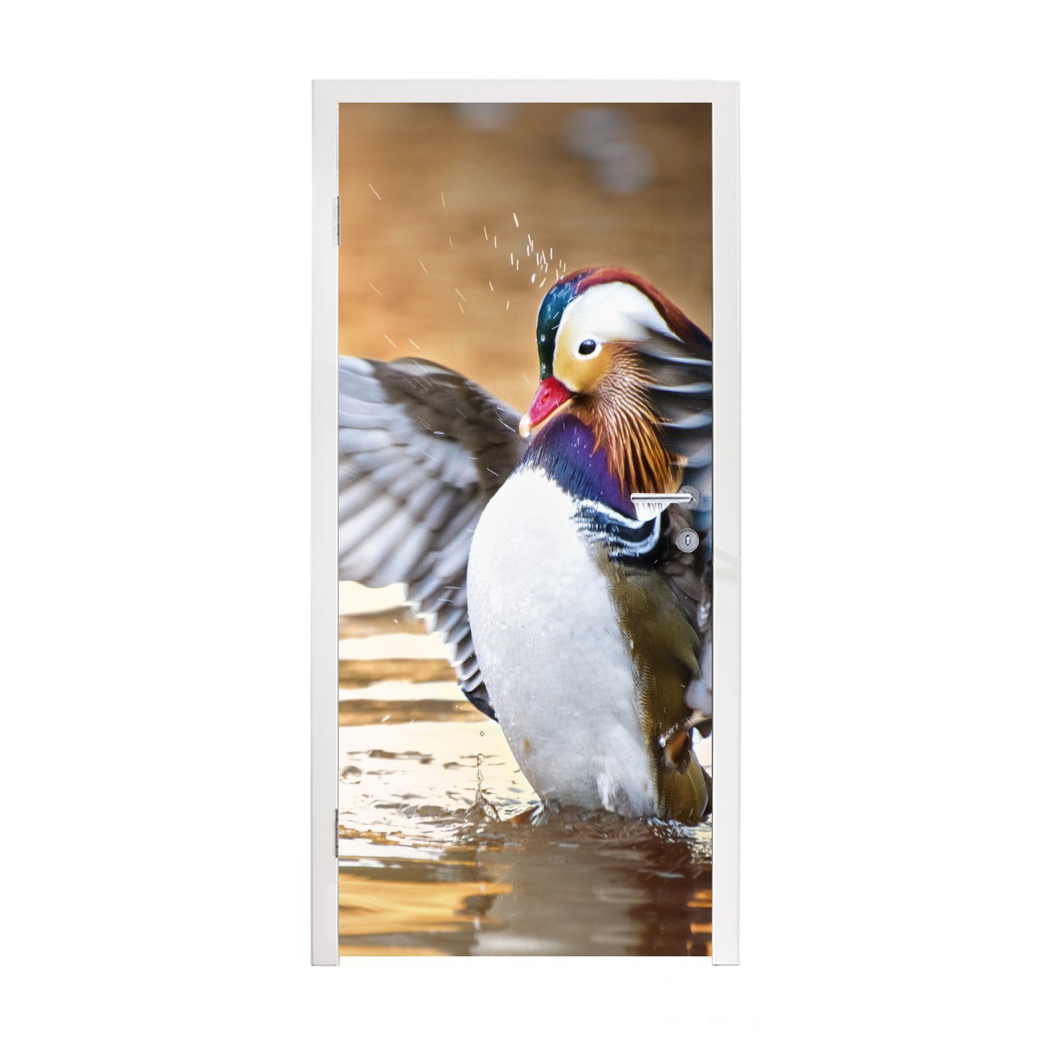 MuchoWow Türtapete Ente - Tier - Tür, für cm Wasser Fototapete St), Matt, 75x205 Türaufkleber, - (1 bedruckt, Herbst