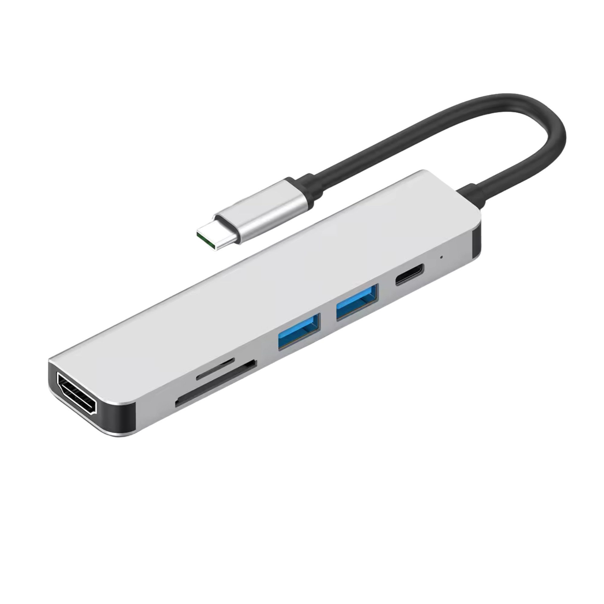 Charge Laptop-Dockingstation USB-C Hub 6 in 1 Adapter 4K HDMI USB 3.1 USB-C microSD & SD-Slot, Universell kompatibel mit macOS, Windows und Linux