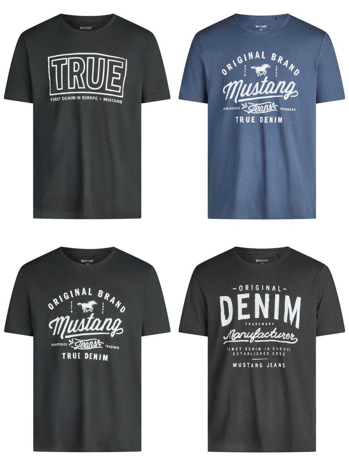 T-Shirt Herren Printshirt 4er Pack Set Regular Fit