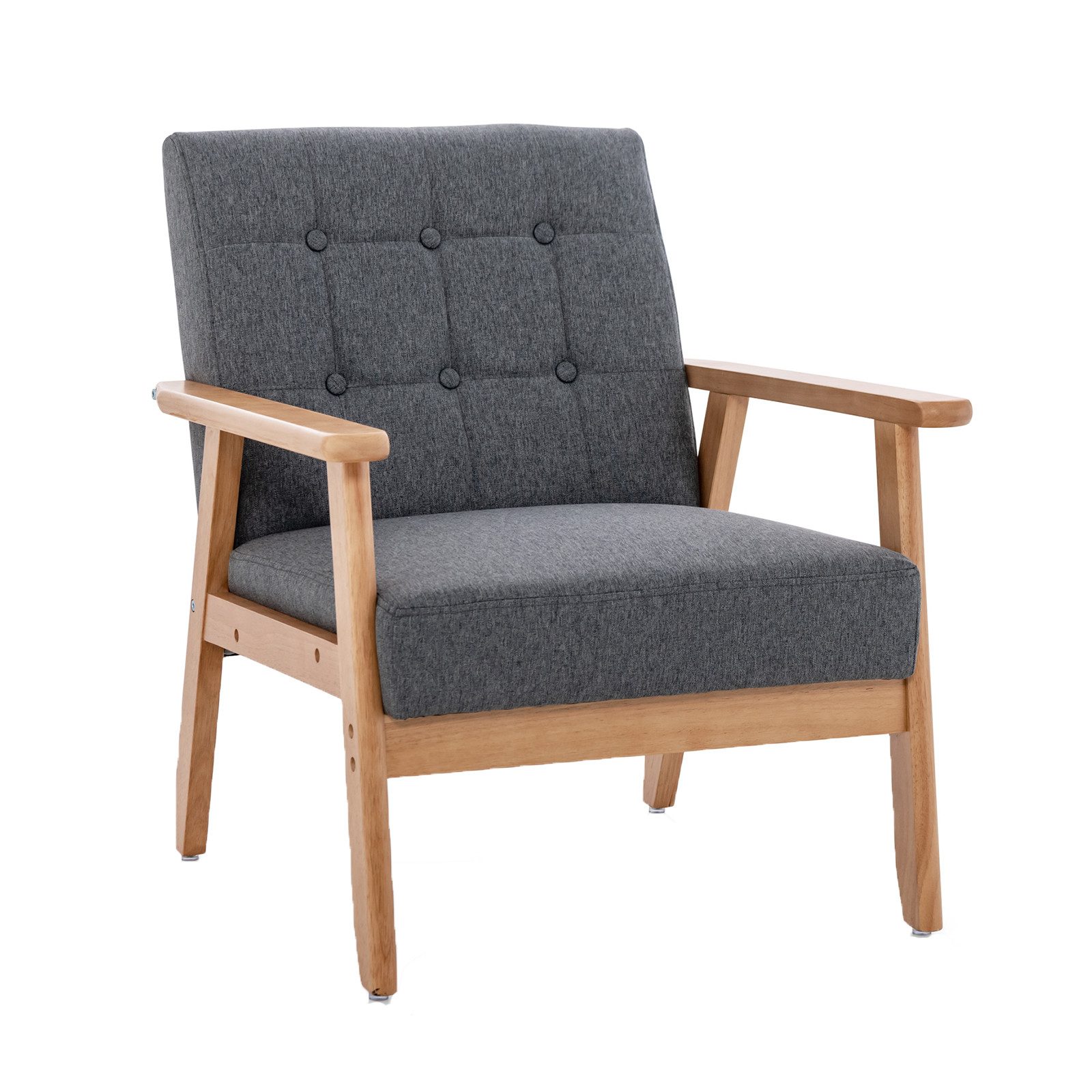 COSTWAY Relaxsessel, gepolstert, Massivholz, mit Knopfsteppung, günstig online kaufen