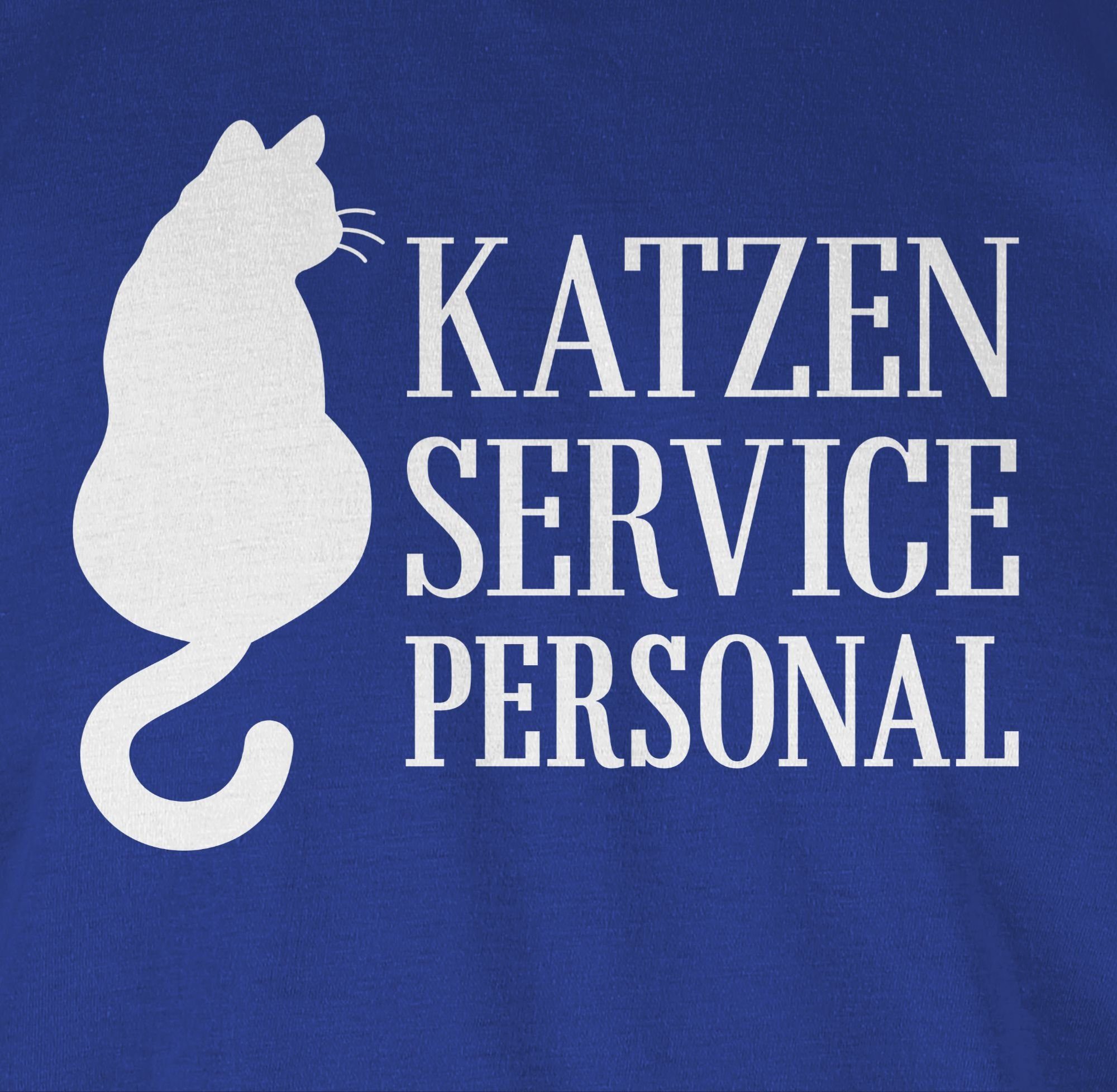 T-Shirt Royalblau 03 weiß Katzen Katzenbesitzer Shirtracer Geschenk Servicepersonal