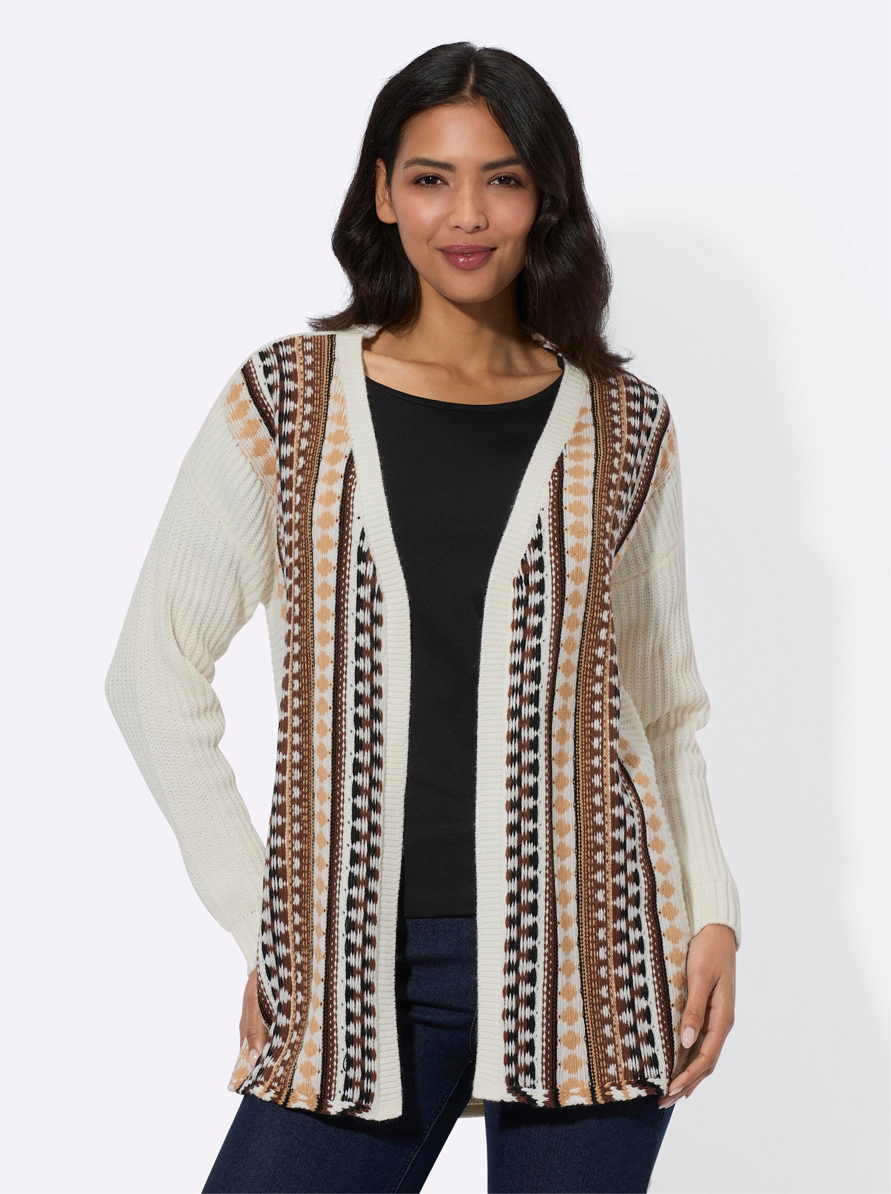 Strickjacke Strickjacke Langarm Links-Strick, Rippoptik