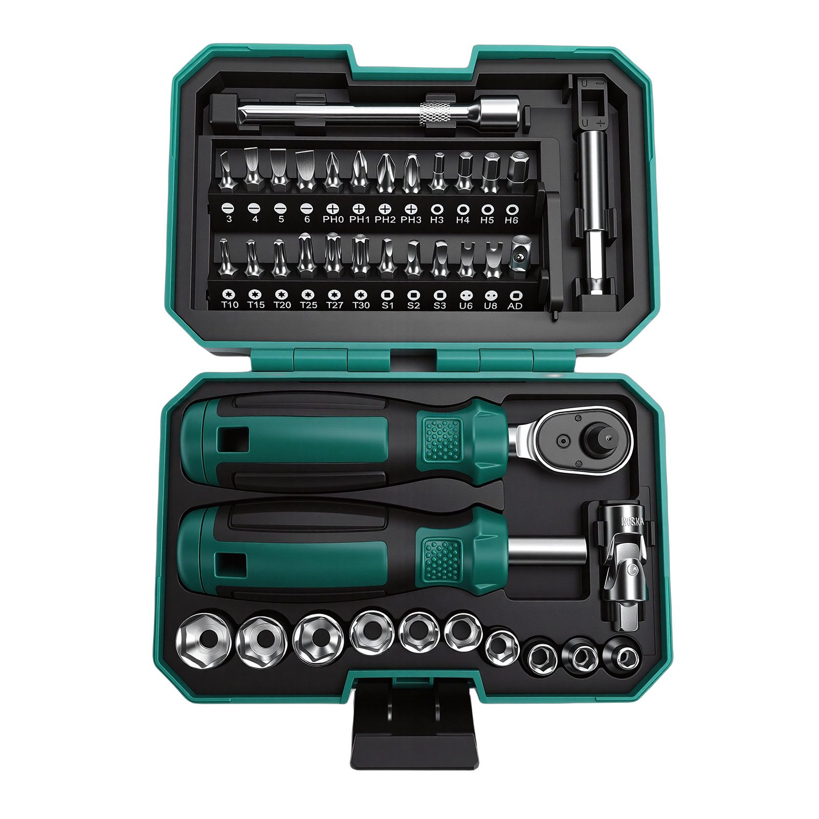 GARRYFIZH Werkzeugset Ratschen Steckschlüsselsatz 1/4 Zoll – 35 Teile – Reparatur Set, Für Haushalt Werkstatt – magnetisch, flexibel und langlebig