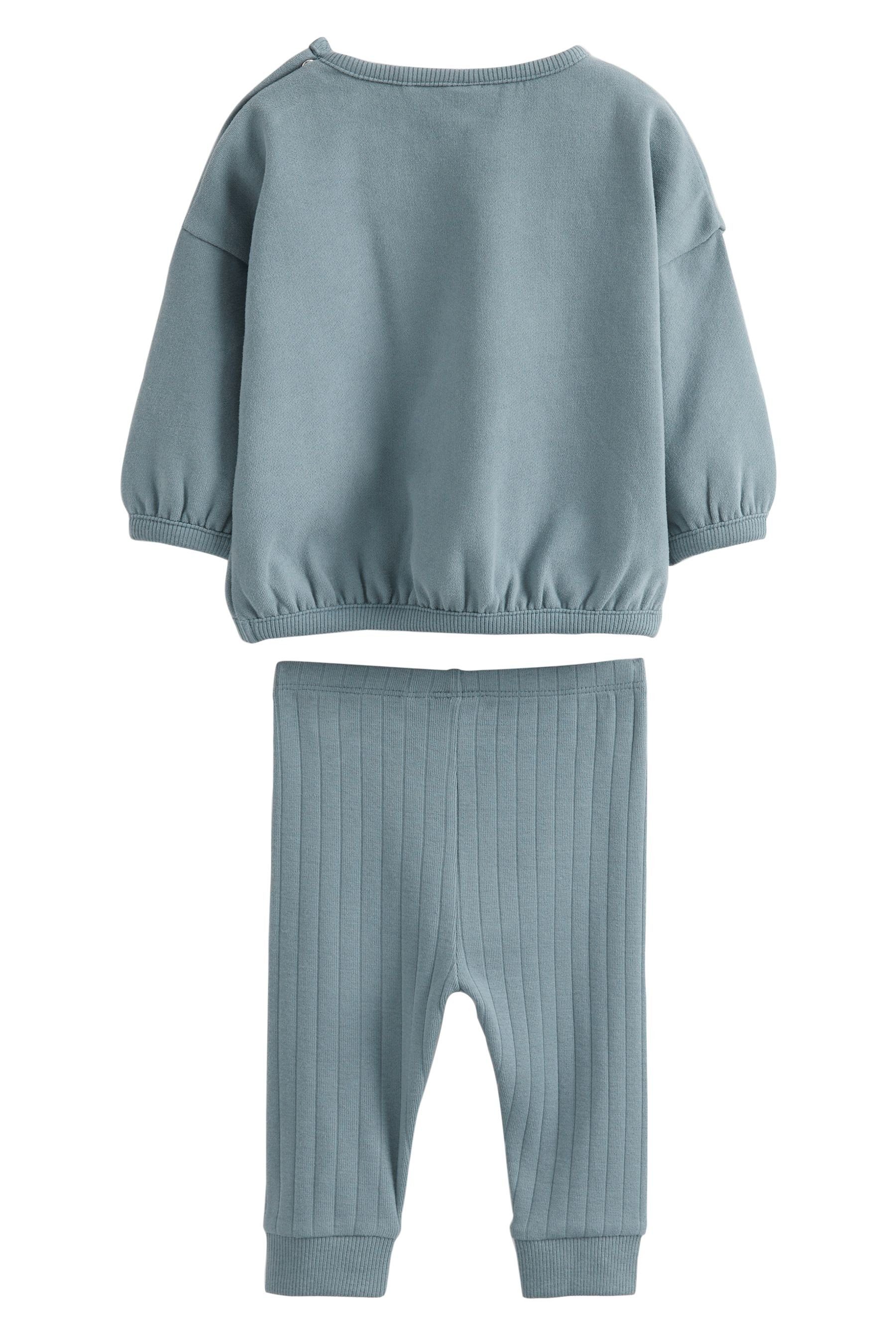 2-teiliges und Next mit Leggings & (2-tlg) Teal Sweatshirt Baby-Set Shirt Leggings Blue