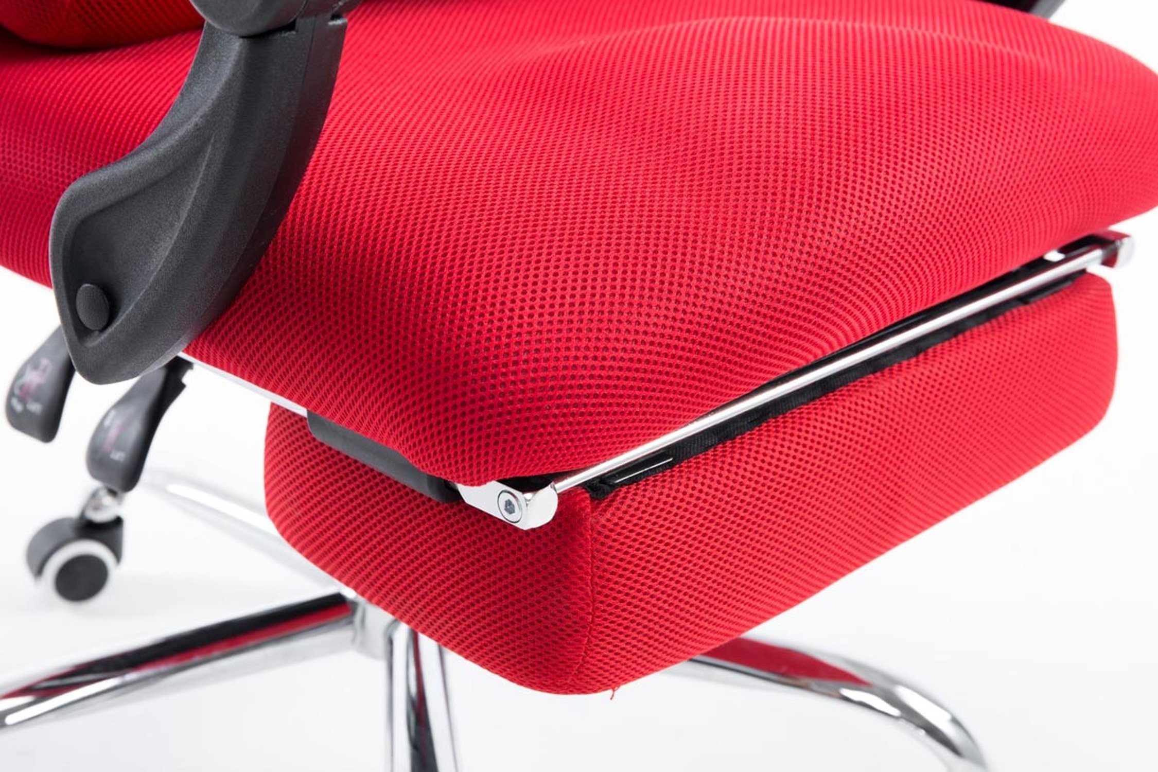 (Schreibtischstuhl, Netzoptik bequemer höhenverstellbar 360° Sitzfläche: chrom Konferenzstuhl), Stoff rot Bürostuhl Rückenlehne Drehstuhl, in - und Gestell: - mit TPFLiving drehbar Fellini Metall Chefsessel,