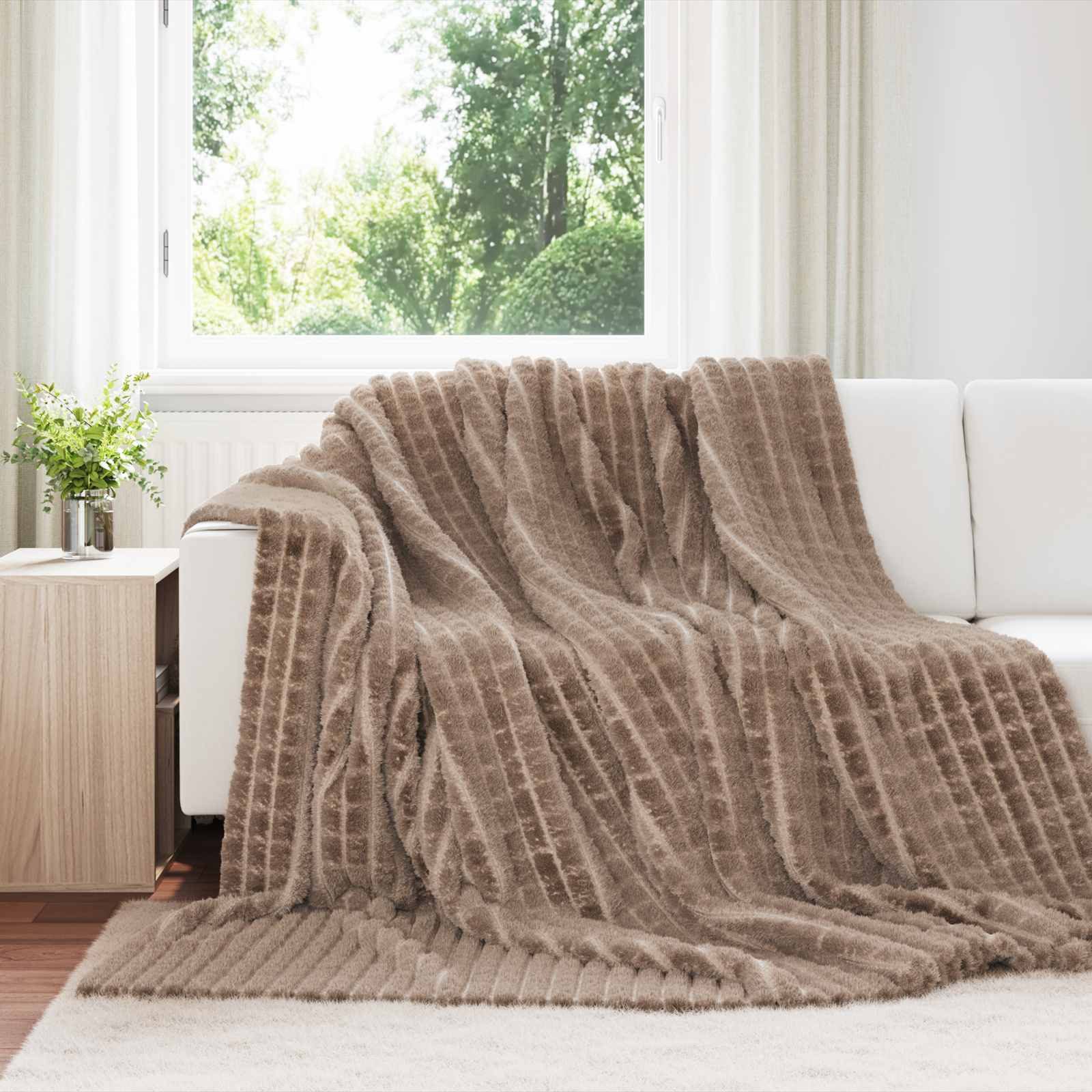 vidaXL Bettüberwurf Wohndecke Kamel 240 x 220 cm 1.37 kg Fleece