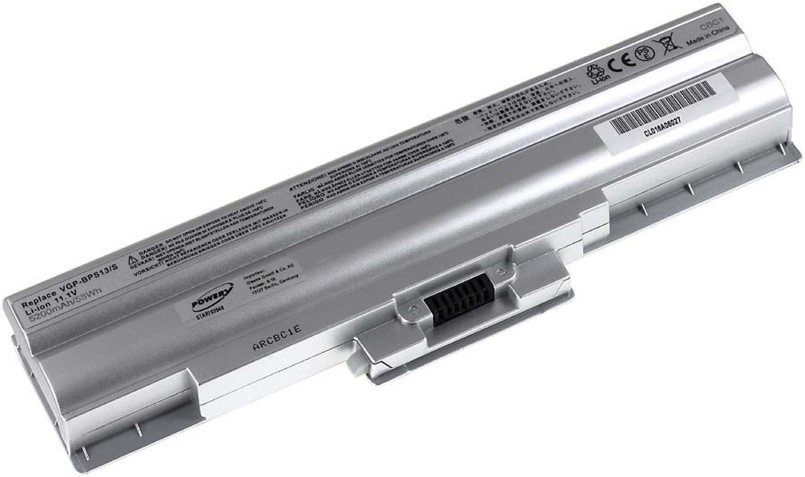 5200 Silber Akku Laptop-Akku für Sony mAh Powery Typ (11.1 VGP-BPS13A/S V)