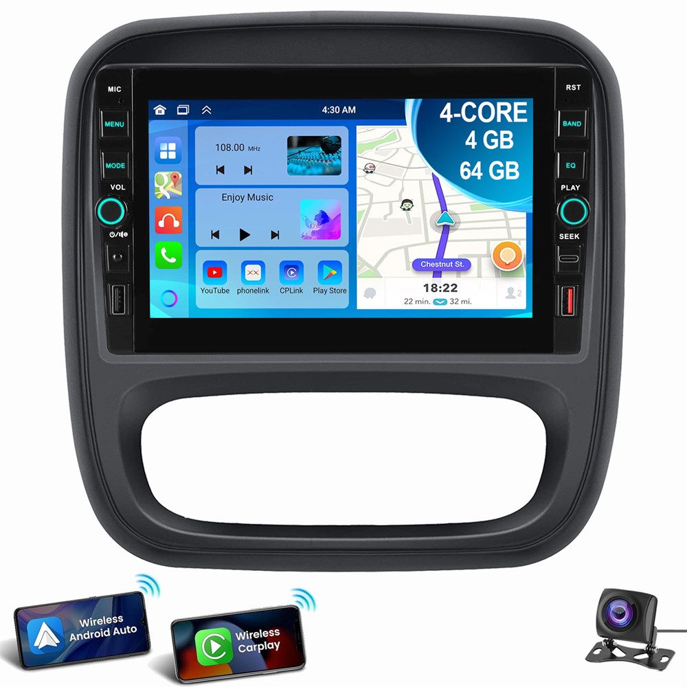 ESSGOO 8" Für Opel Vivaro B Renault Trafic 3 NV300 Android15 Autoradio Autoradio (RDS, Digitalradio (DAB), FM, AM)
