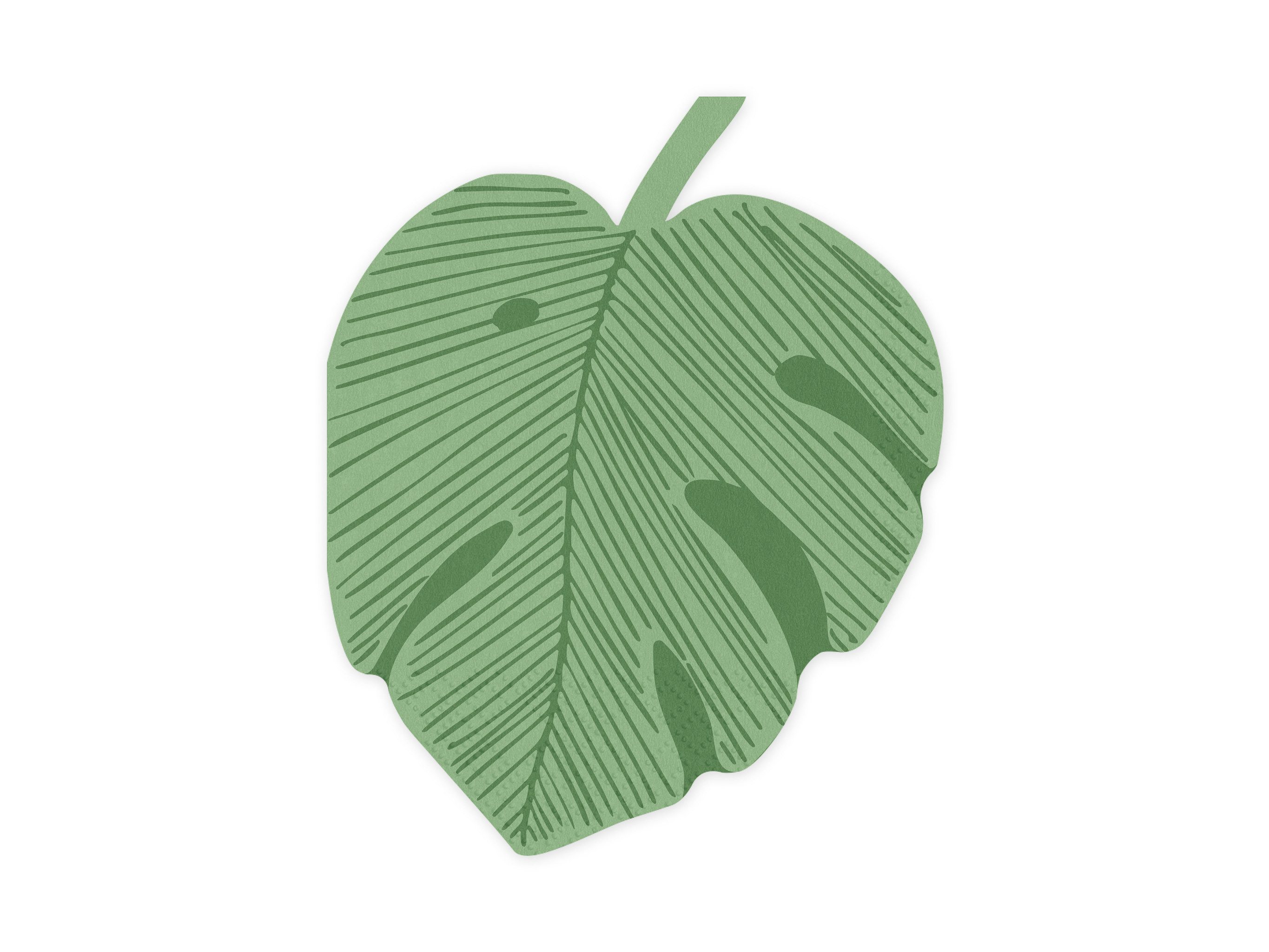 partydeco Papierserviette, Servietten Papier 14,5x18cm Monstera Blatt 12 Stück Grün