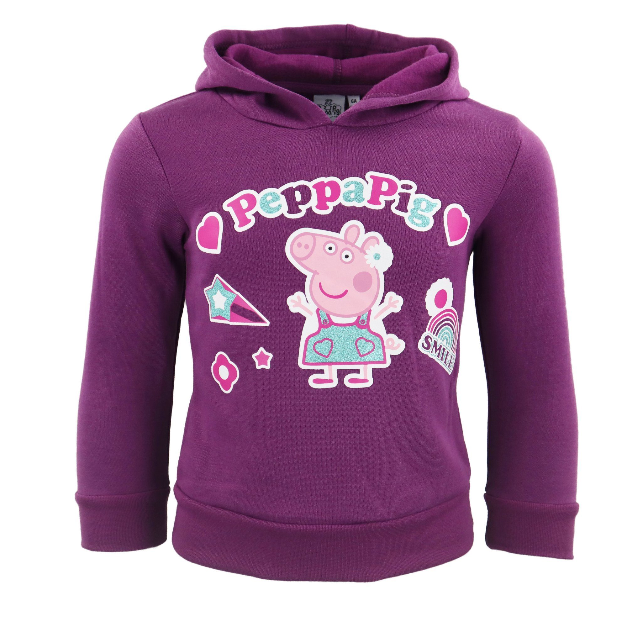 Peppa Pig Kapuzenpullover Peppa Pig Wutz Kinder Kapuzenpullover Pulli Gr. 98 bis 116 Mädchen in Rosa Lila | Hoodies