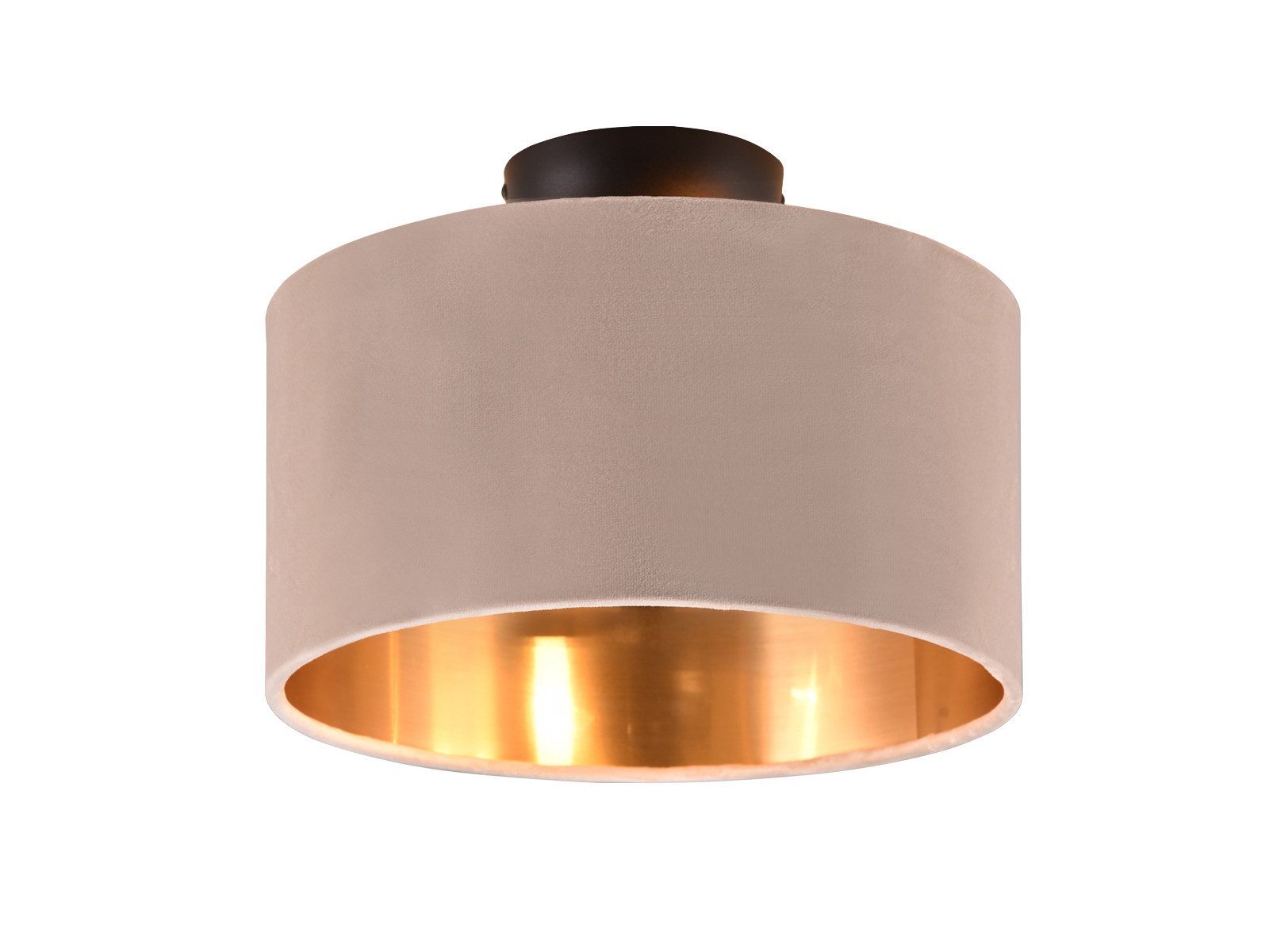 TRIO Leuchten LED Deckenleuchte, Dimmfunktion, LED wechselbar, Warmweiß, kleine Designklassiker mit Samt Lampenschirm Beige für Decke, Ø 30cm
