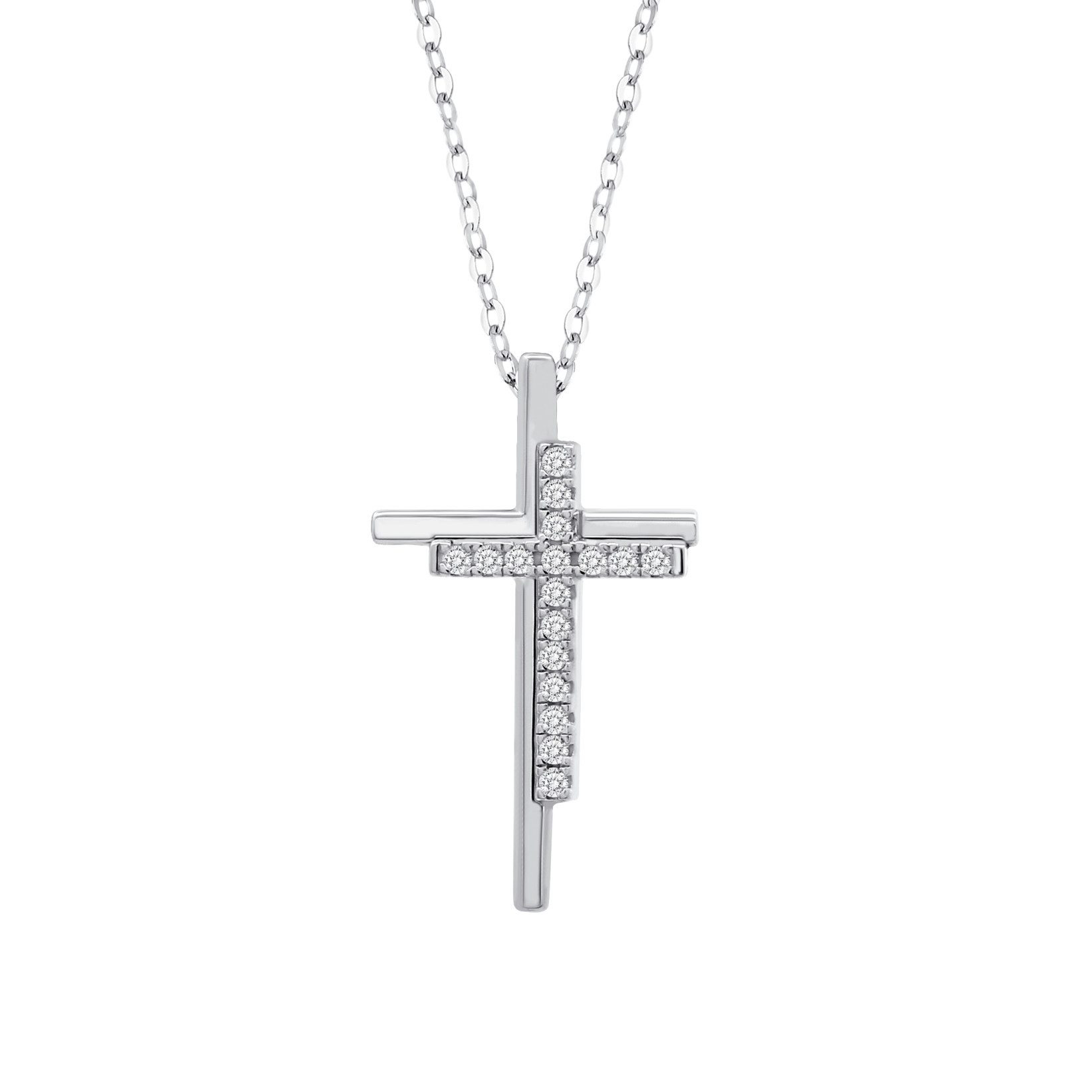 Lotus Kette mit Anhänger Silver Damen Halskette LP3624-1/1 Silber Kreuz Zirkonia 42+3 cm