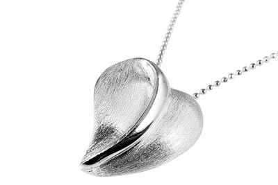 ALUNA Collier Herz - Anhänger Silber 925 eismattiert (1-tlg), mit Silberkette - Symbol der Freundschaft - pa0373ag_ke