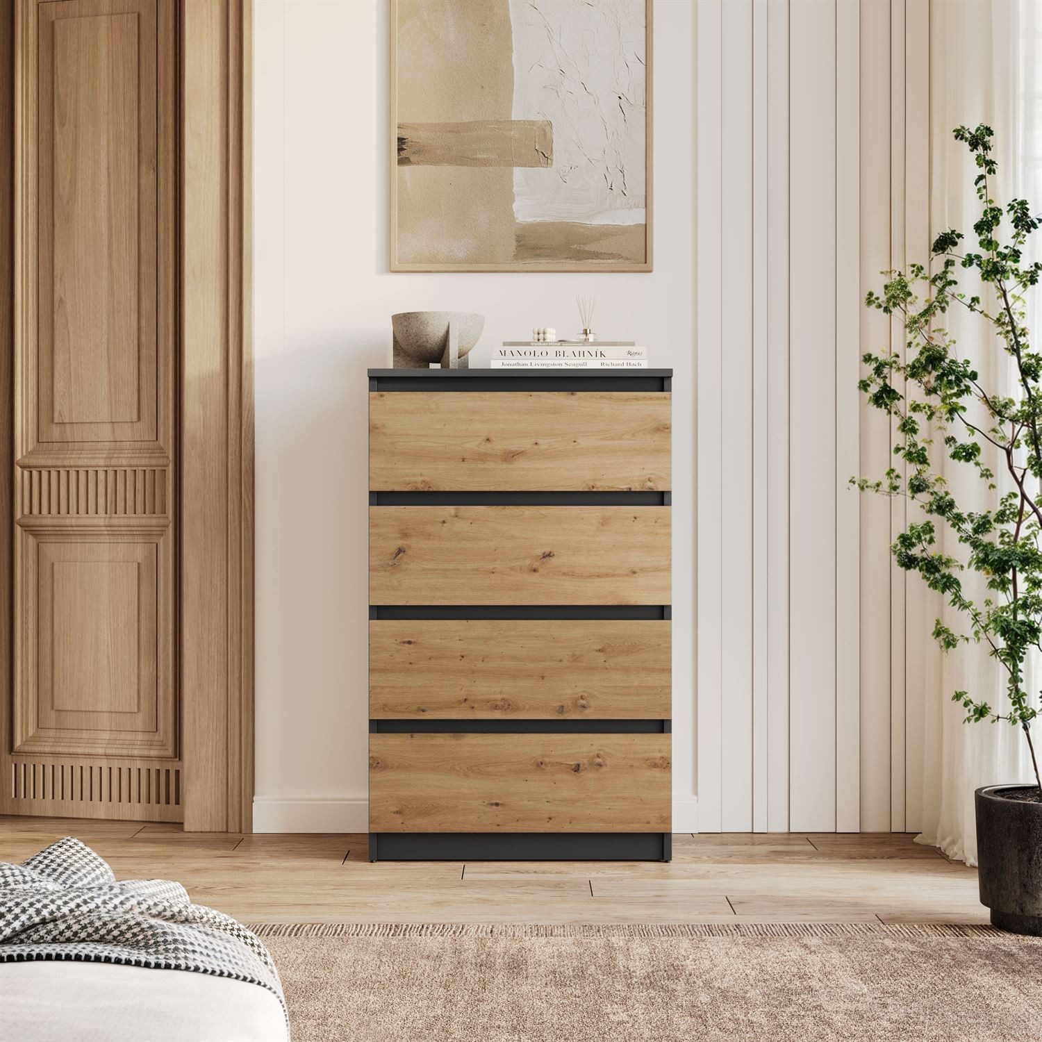 Lookway Kommode HANA M4 – elegante Kommode mit geräumigen Schubladen, Breite: 70 cm