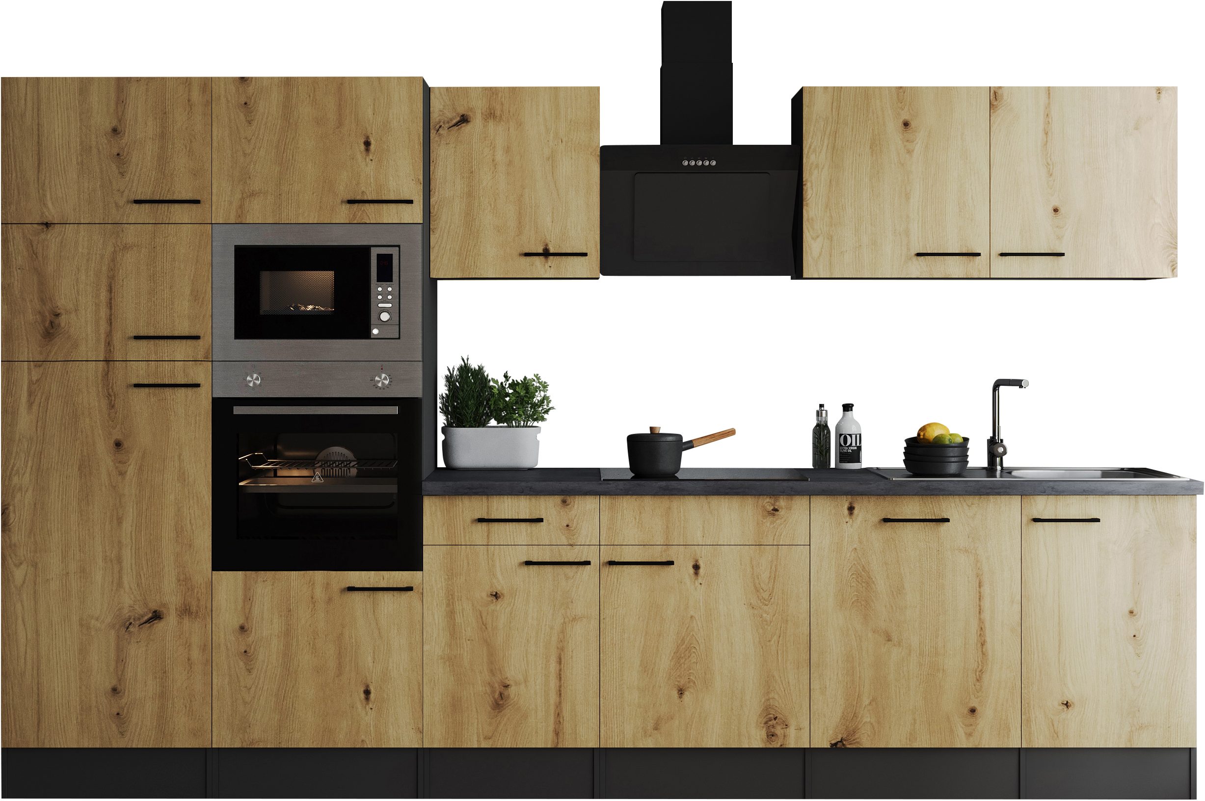 RESPEKTA Küchenzeile Oliver, Breite 340 cm, 90 cm Arbeitshöhe, in exklusiver Konfiguration für OTTO