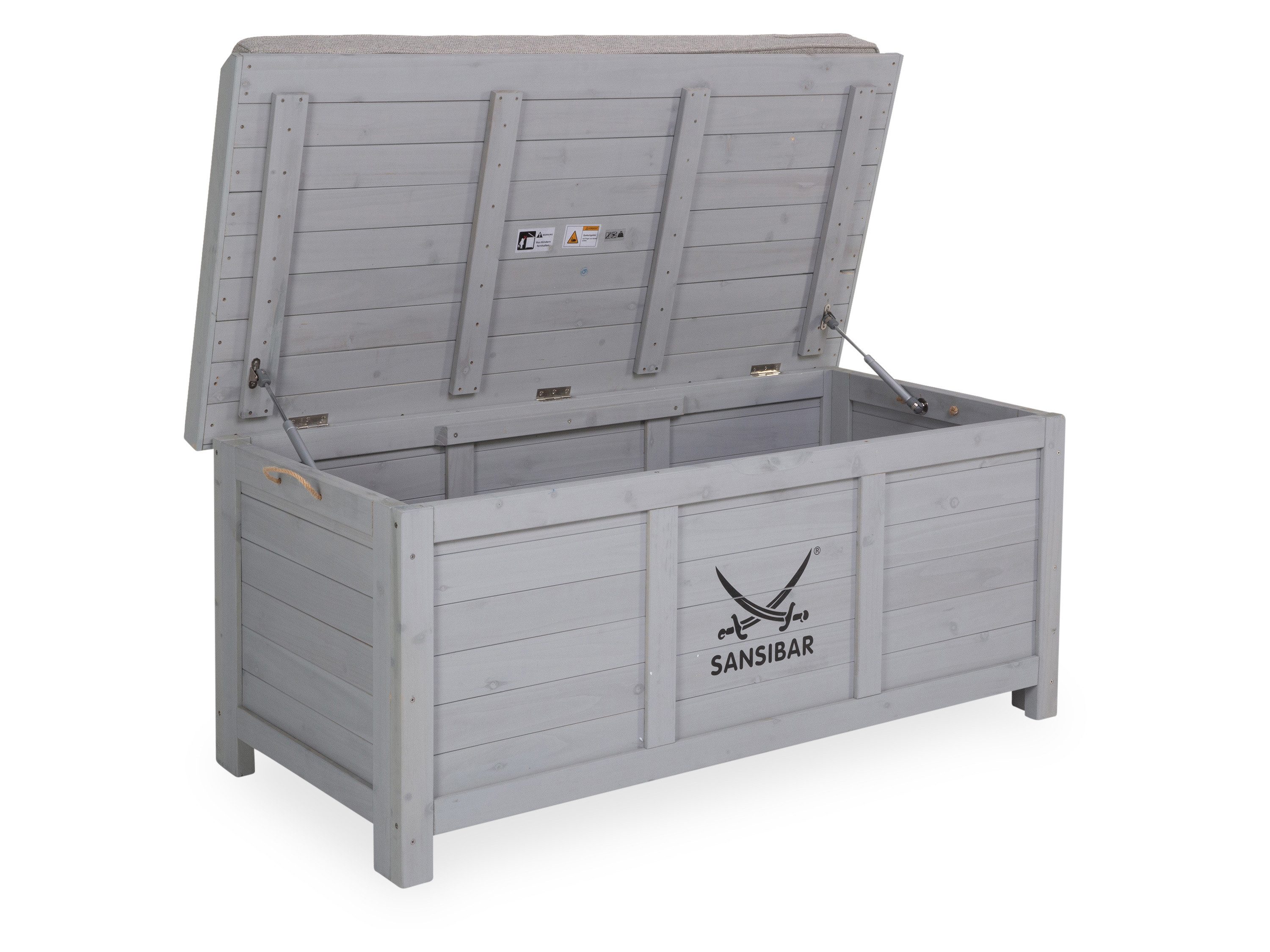 SANSIBAR LIVING Truhe Gartentruhe SANSIBAR LAHOLM BHT 120x60x54 cm grau