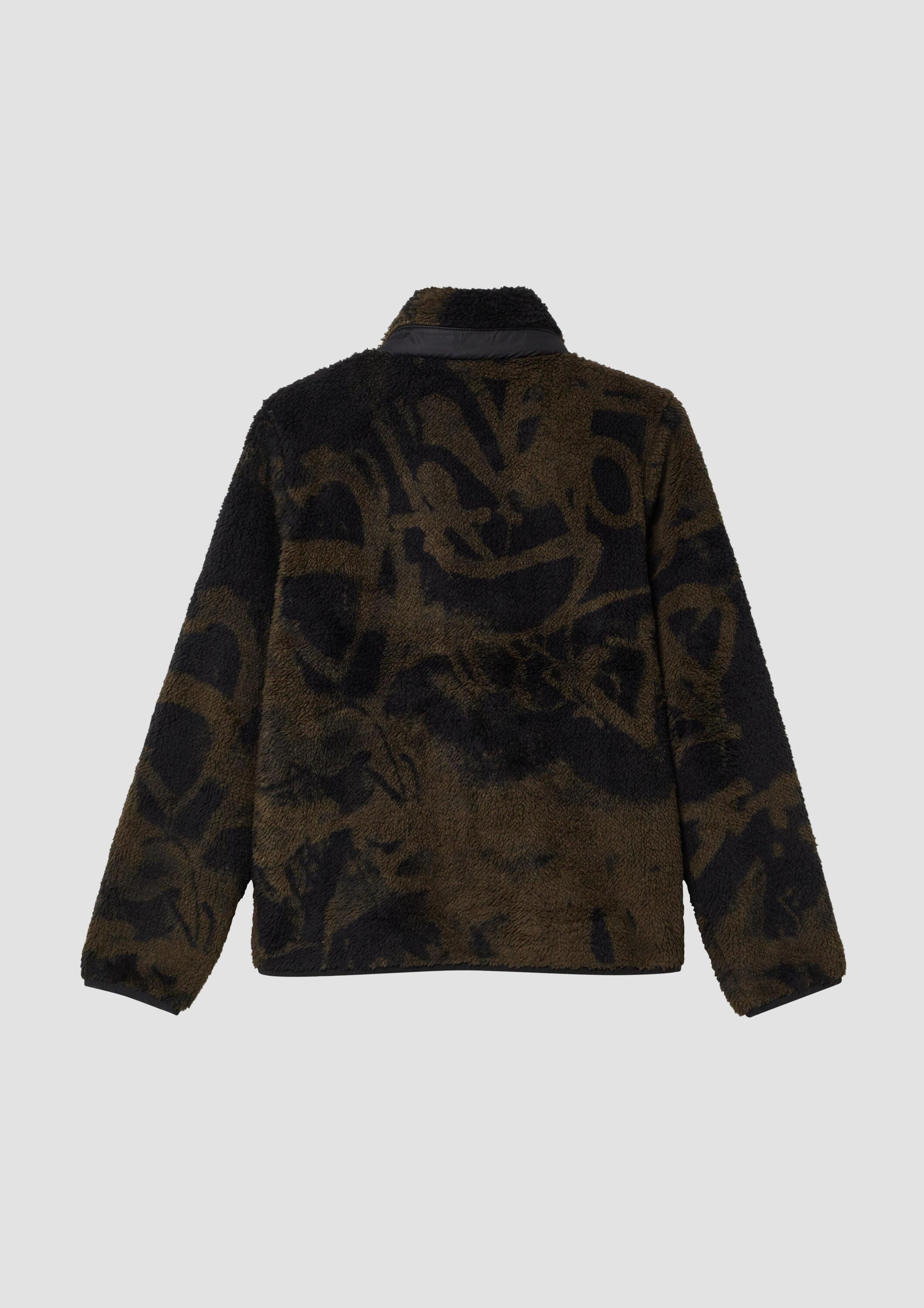 s.Oliver Funktionsjacke Indoor-Jacke Kuschelige Teddy-Jacke mit All-over-Print