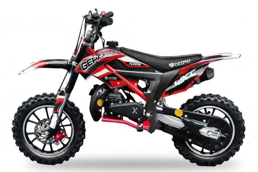 Nitro Motors Dirt-Bike 49cc mini Kinder Dirtbike Gepard Tuning 10" Crossbike Pocketbike, 1 Gang, Automatikschaltung