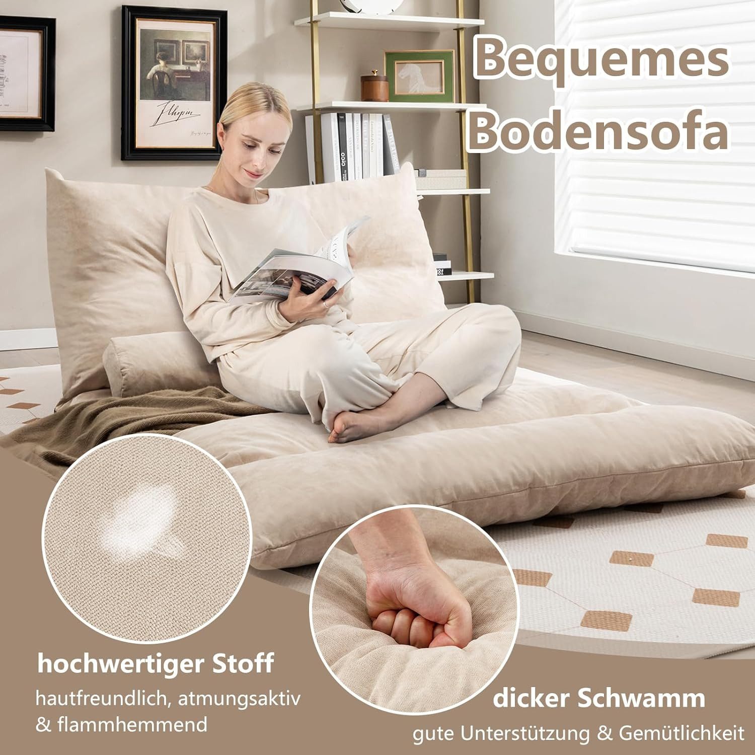 COSTWAY Schlafsofa, bettfunktion,verstellbare Rückenlehne,klappbar,Kissen günstig online kaufen