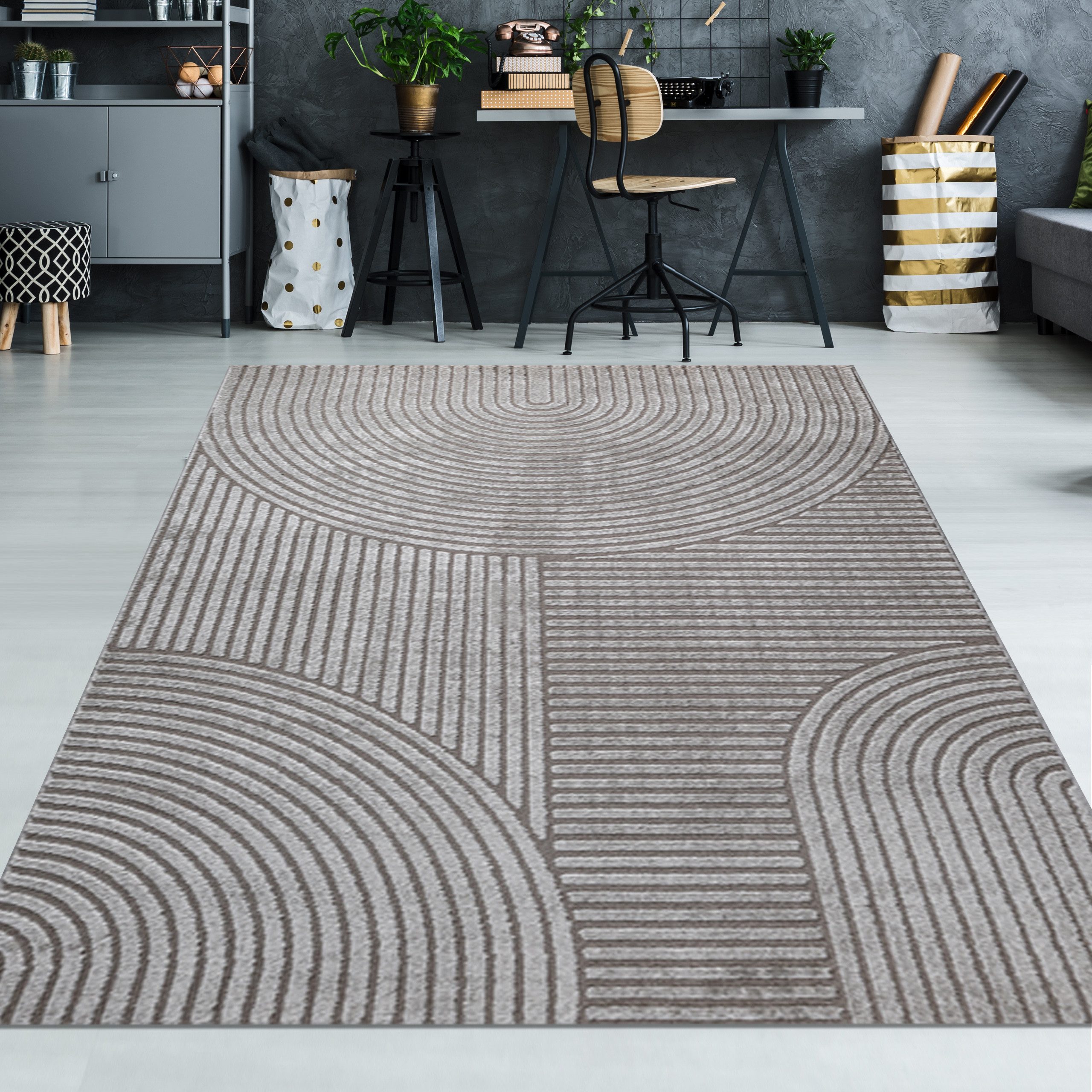TeppichHome24 Teppich Teppich Wohnzimmerteppich 3D-Effekt, rechteckig, Höhe: 14 mm, pflegeleicht, robust, langlebig, hoch-tief-struktur, 3-D Effekt