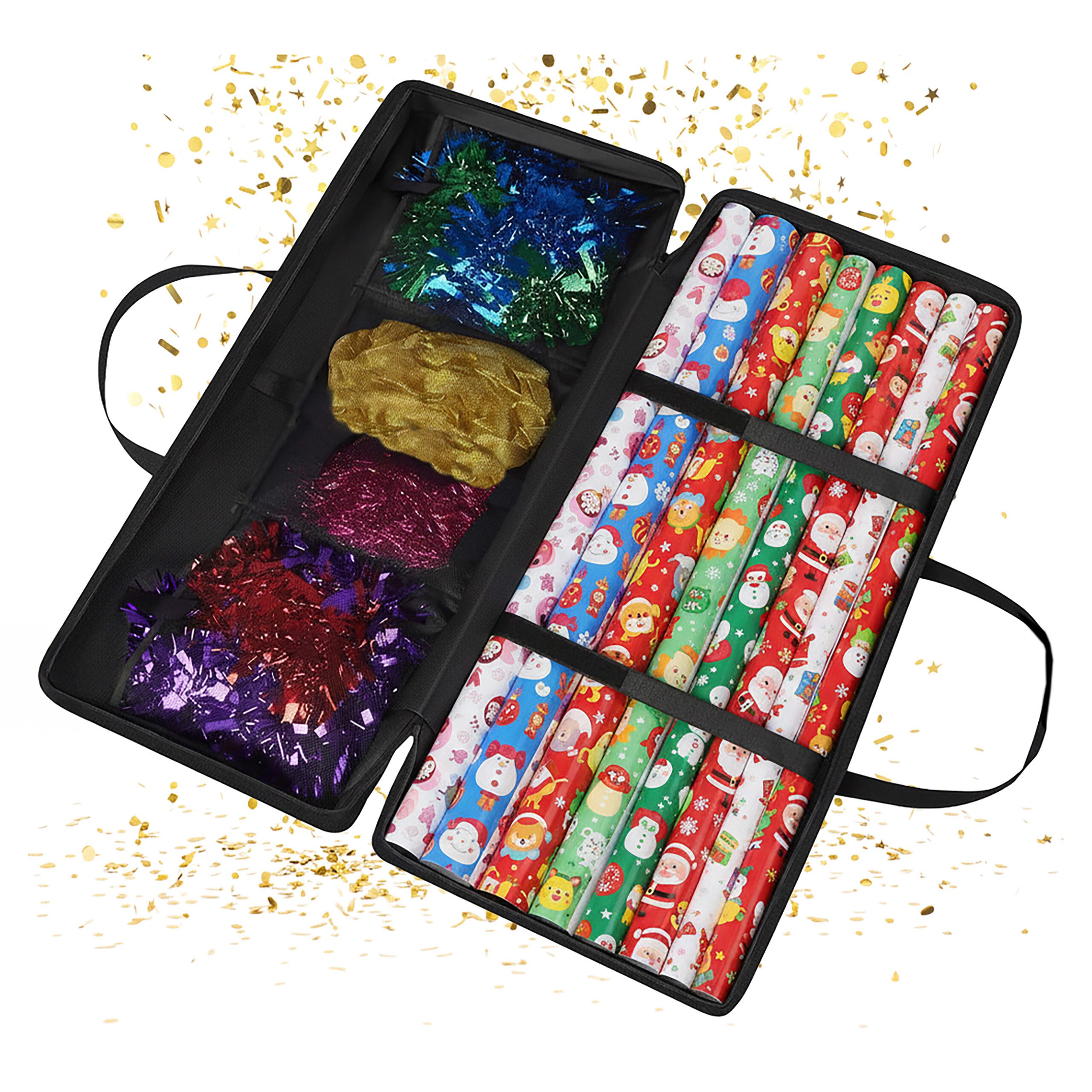 relaxdays Aufbewahrungsbox Geschenkpapier Aufbewahrung, schwarz