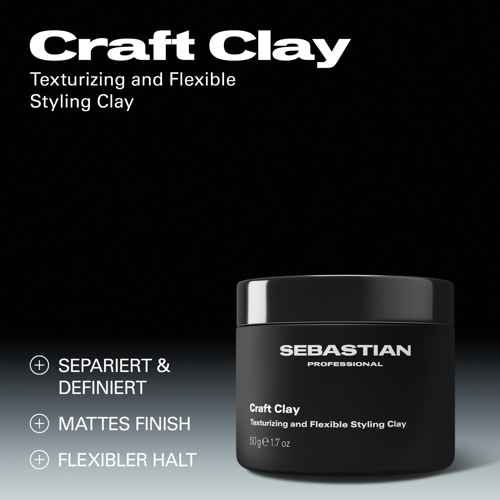 Sebastian Professional Haarcreme Craft Clay, für texturierte Styles, mit Volumen, gegen Frizz, Gel-Textur