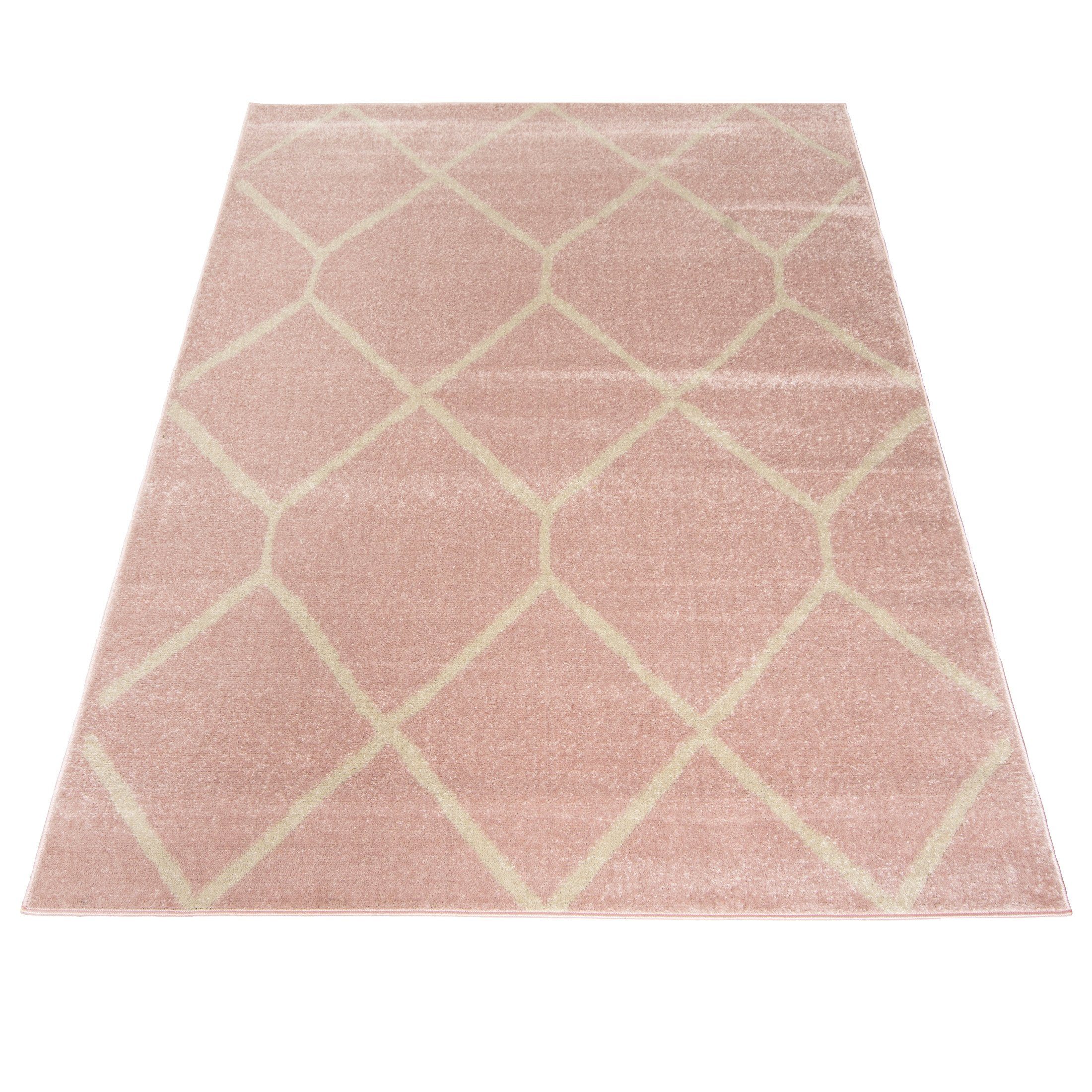 Mazovia, Designteppich Fußbodenheizung, cm, - 170 120 Geeignet Pink Modern Kurzflor Muster Geometrisch mm, Höhe Teppich Kurzflor, farbe x 7 für