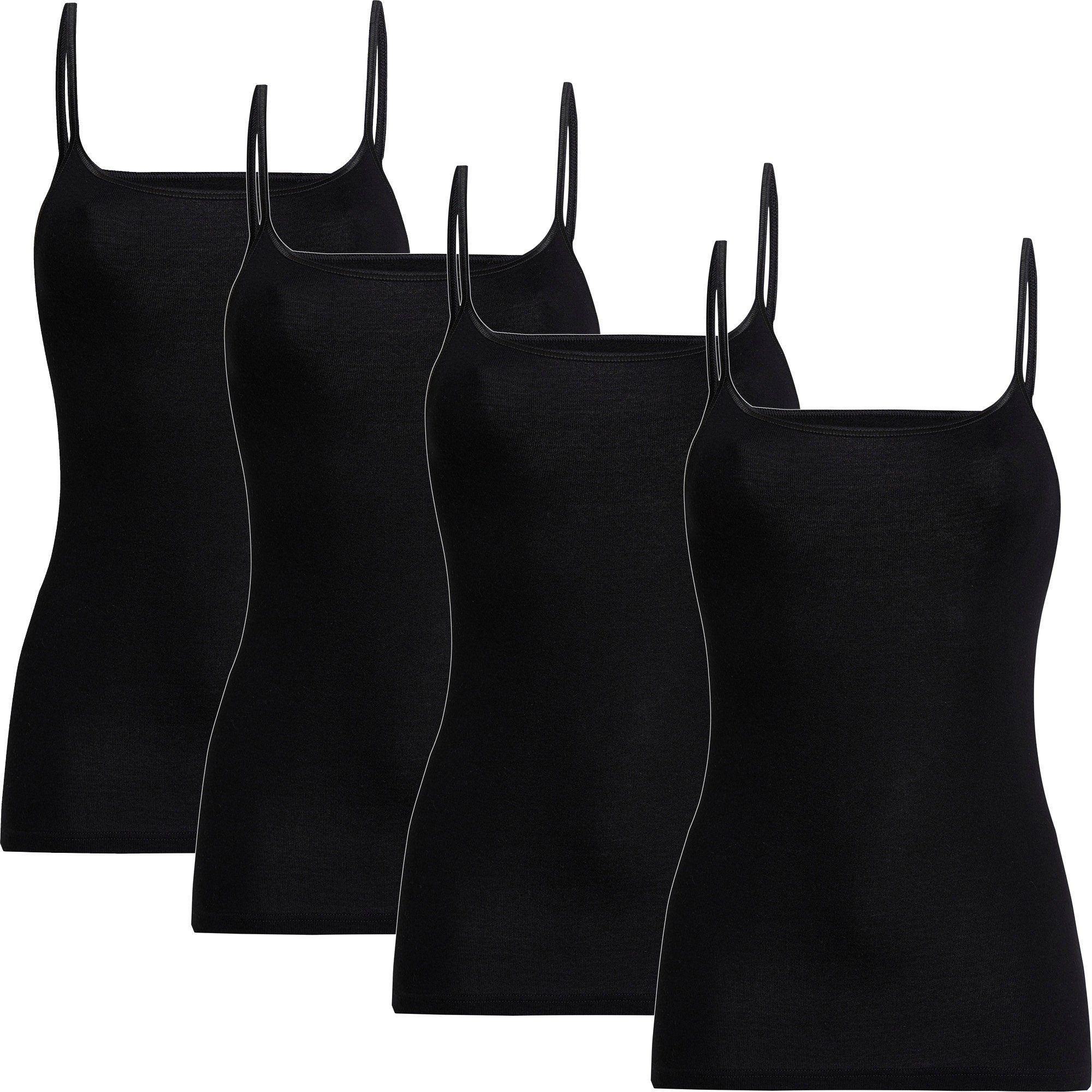 conta Unterhemd Damen-Unterhemd 4er-Pack Feinripp Uni schwarz | Unterhemden