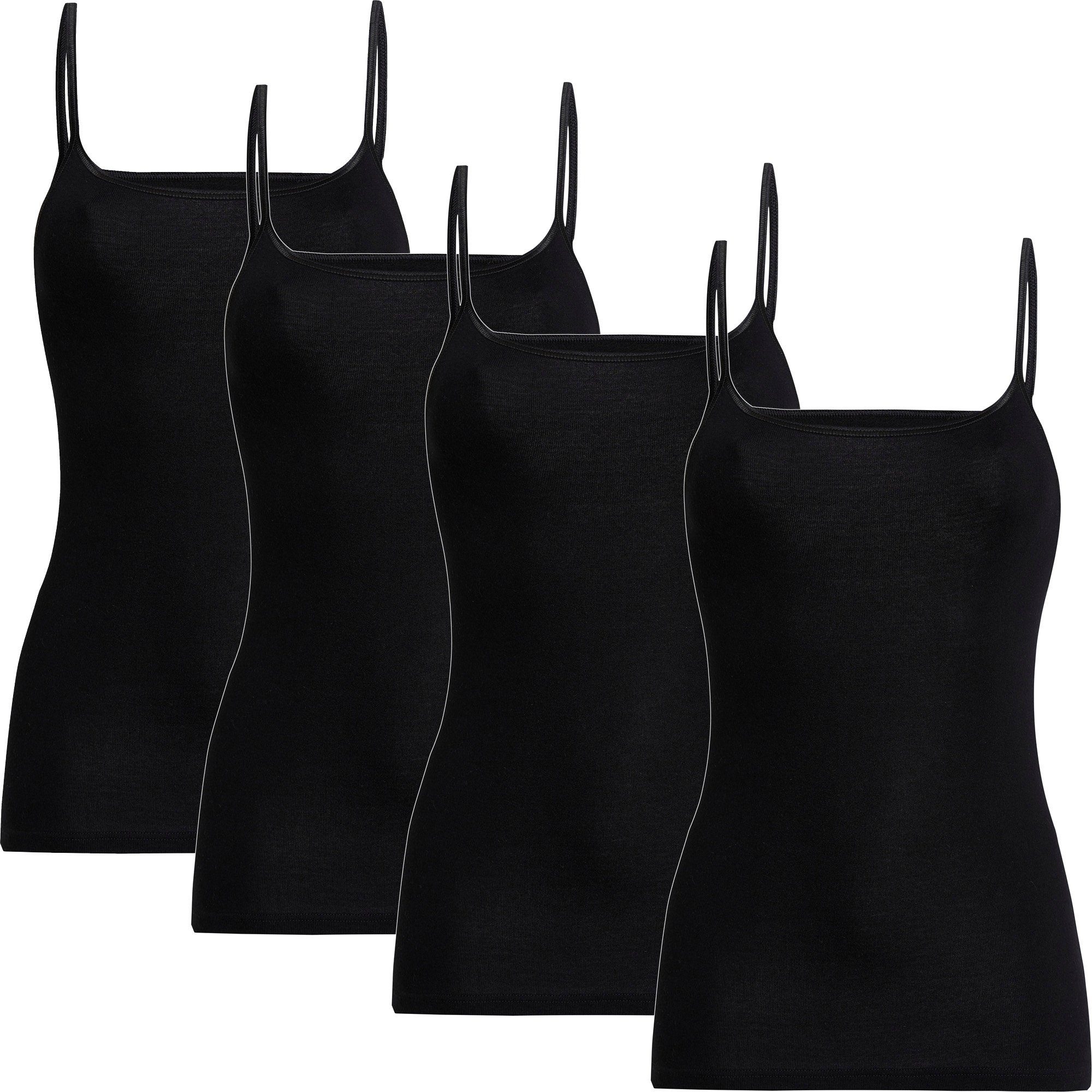 conta Unterhemd Damen-Unterhemd 4er-Pack Feinripp schwarz Uni