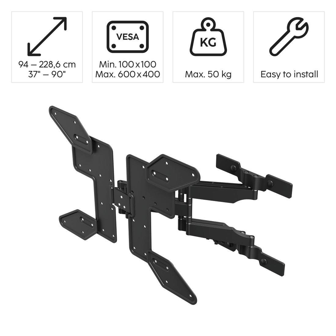 Hama TV-Wandhalterung OLED, schwenkbar, vollbeweglich, 37-90“, 43", 50", 55", 65", 75", (bis 90 Zoll)