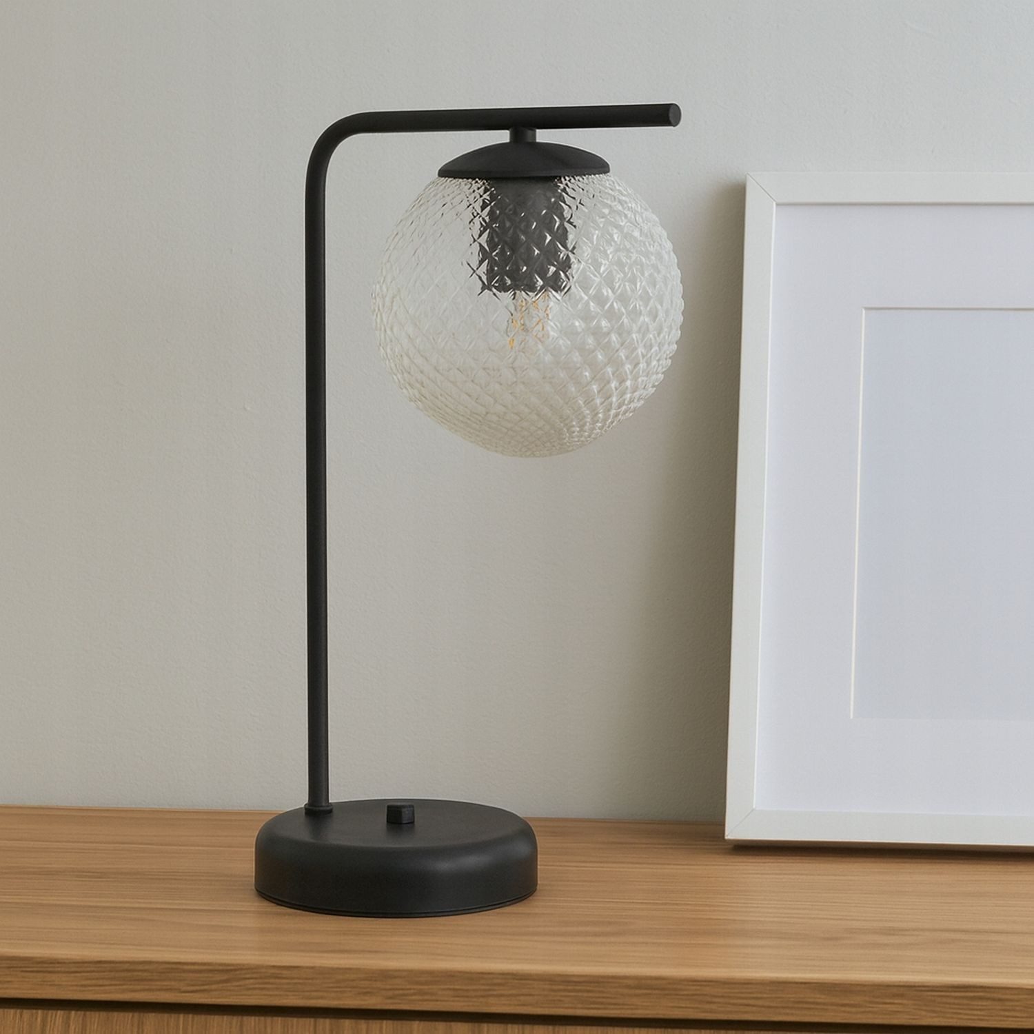 Licht-Erlebnisse Schreibtischlampe SAVIO, ohne Leuchtmittel, E27 38 cm hoch Kugelschirm Retro Design