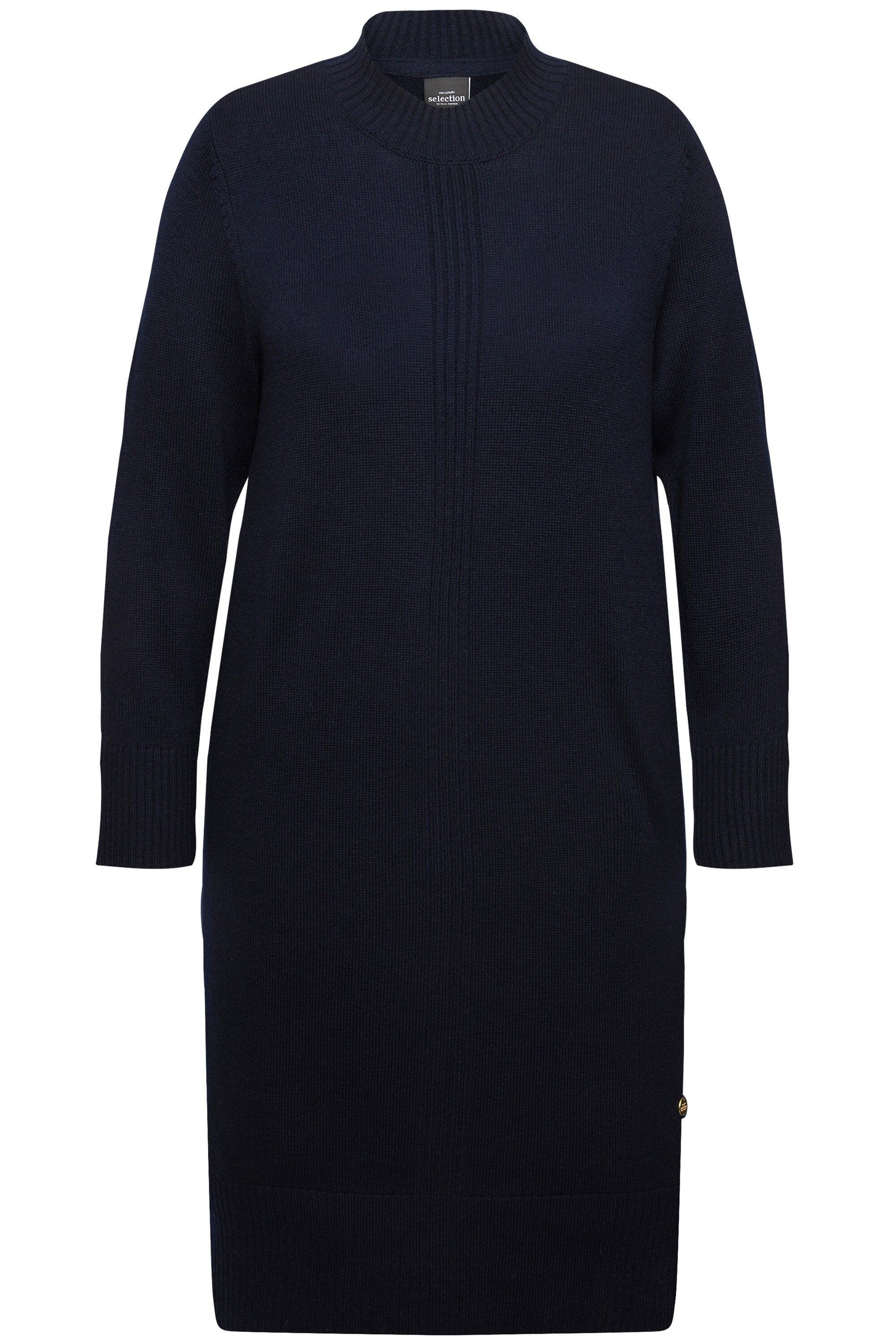Ulla Popken Midikleid Strickkleid Rippstrickstreifen Stehkragen günstig online kaufen