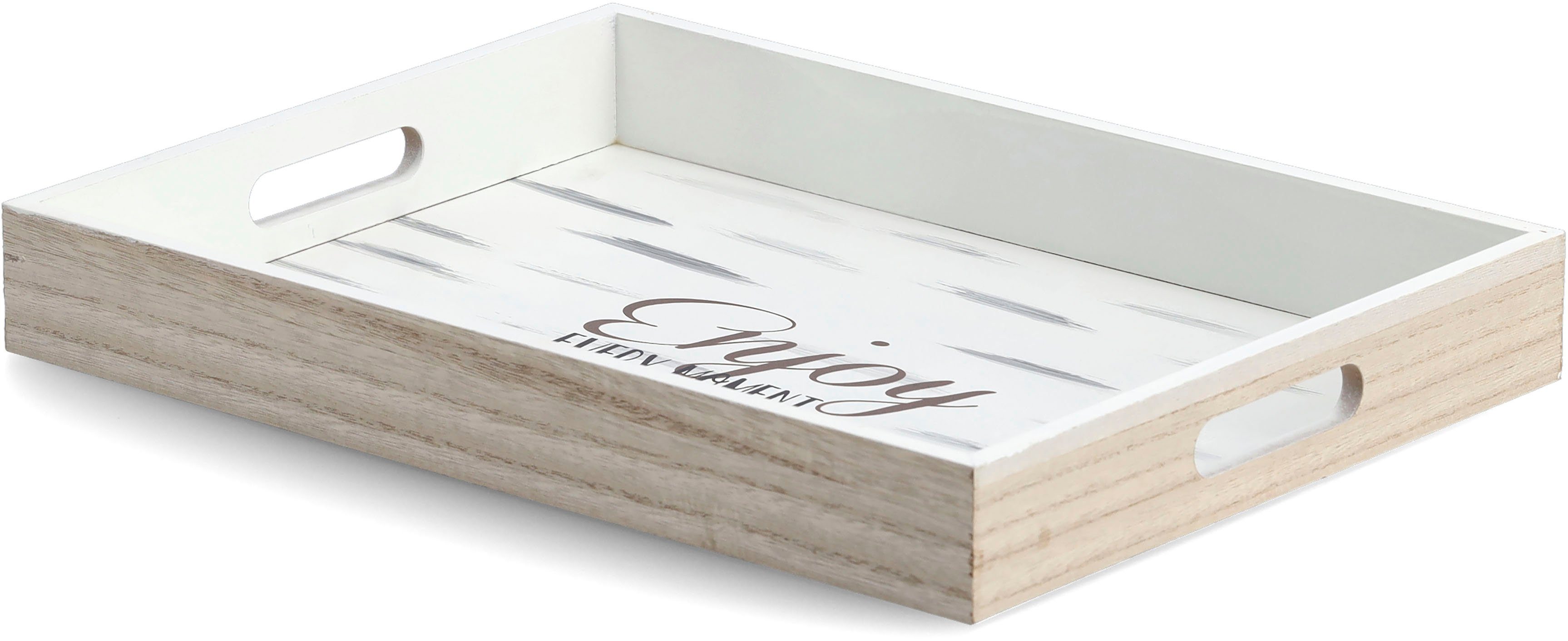 Zeller Present Tablett Enjoy, (1-tlg), Hochwertiges Poloniaholz